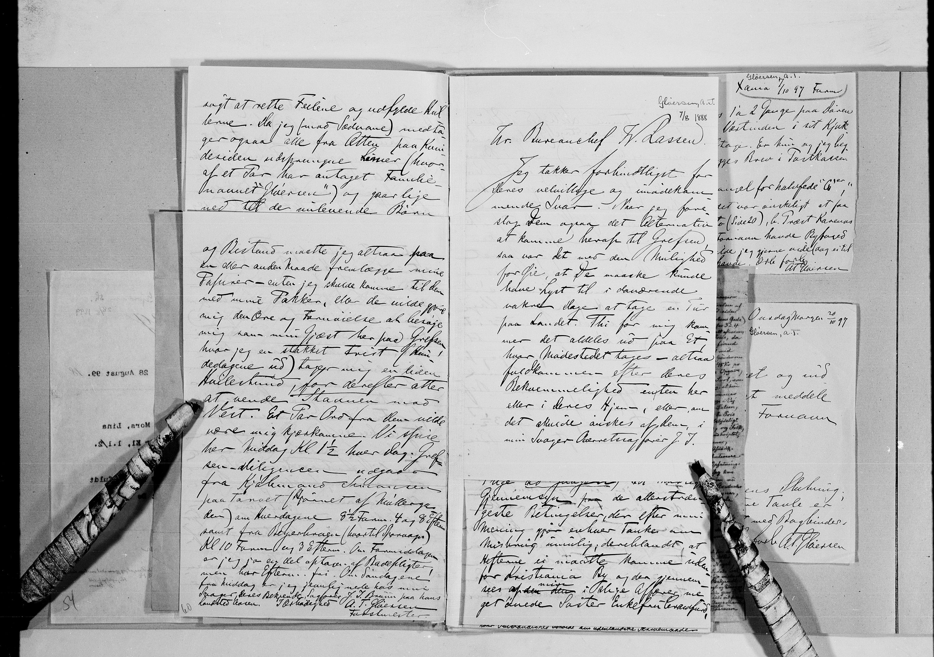 Lassens samlinger, AV/RA-PA-0051/G/L0097: Alfabetisk ordnede brev til Wilhelm Lassen: Fabritius - Grønvold, 1815-1907, p. 158