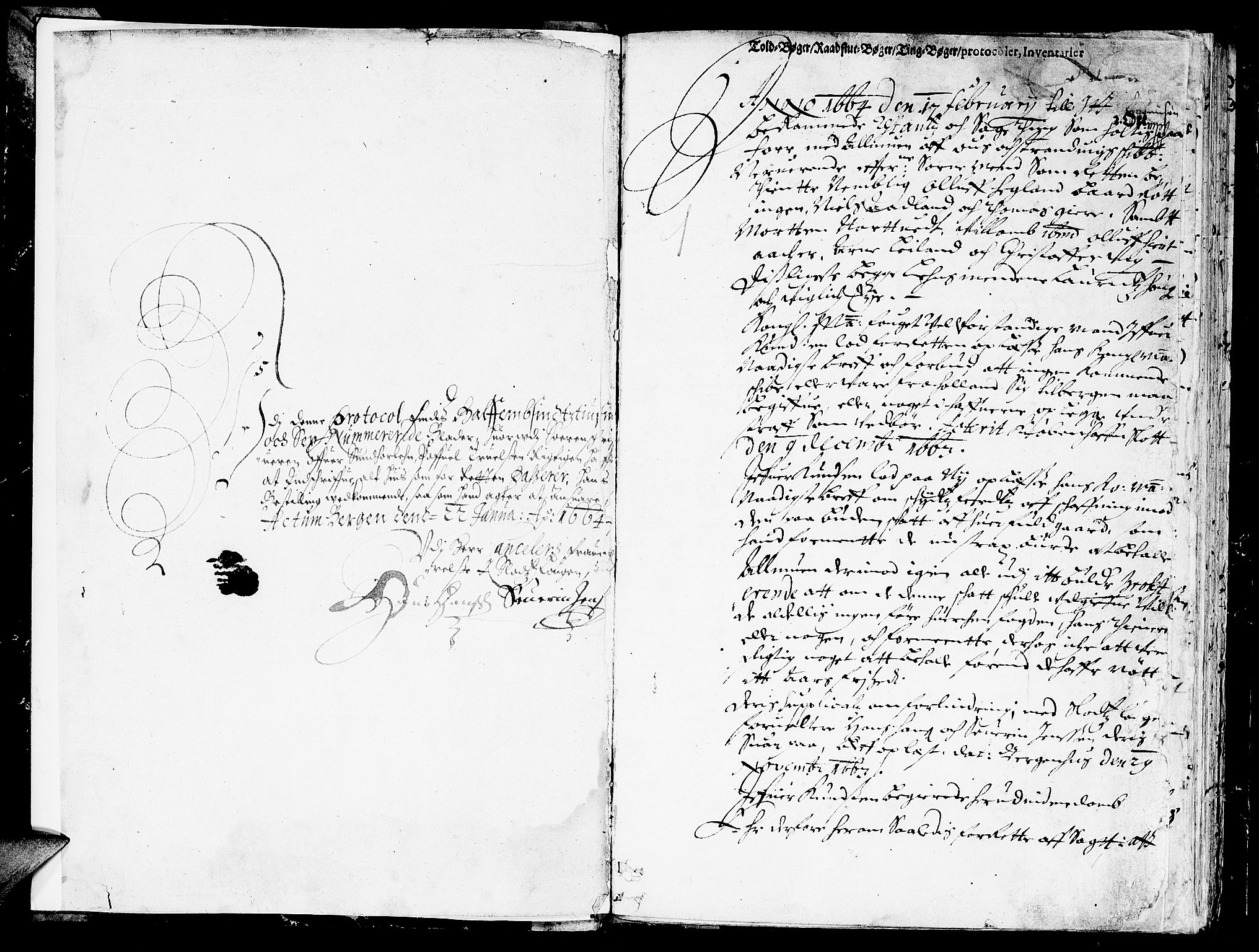 Sunnhordland sorenskrivar, SAB/A-2401/1/F/Faa/L0011: Tingbøker, 1664, p. 0b-1a