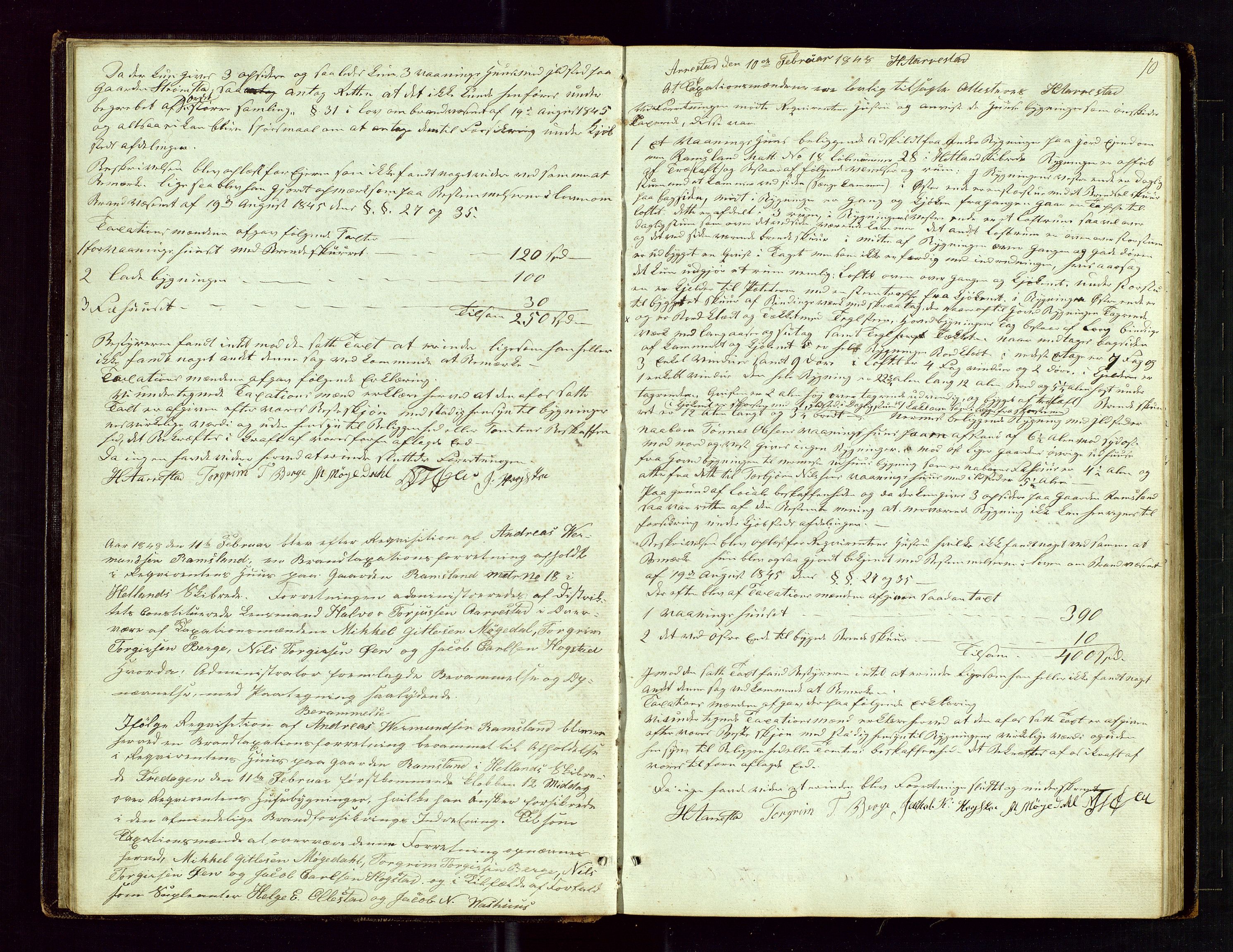 Helleland lensmannskontor, AV/SAST-A-100209/Goa/L0001: "Brandtaxations-Protocol for Hetlands Thinglag", 1847-1920, p. 9b-10a