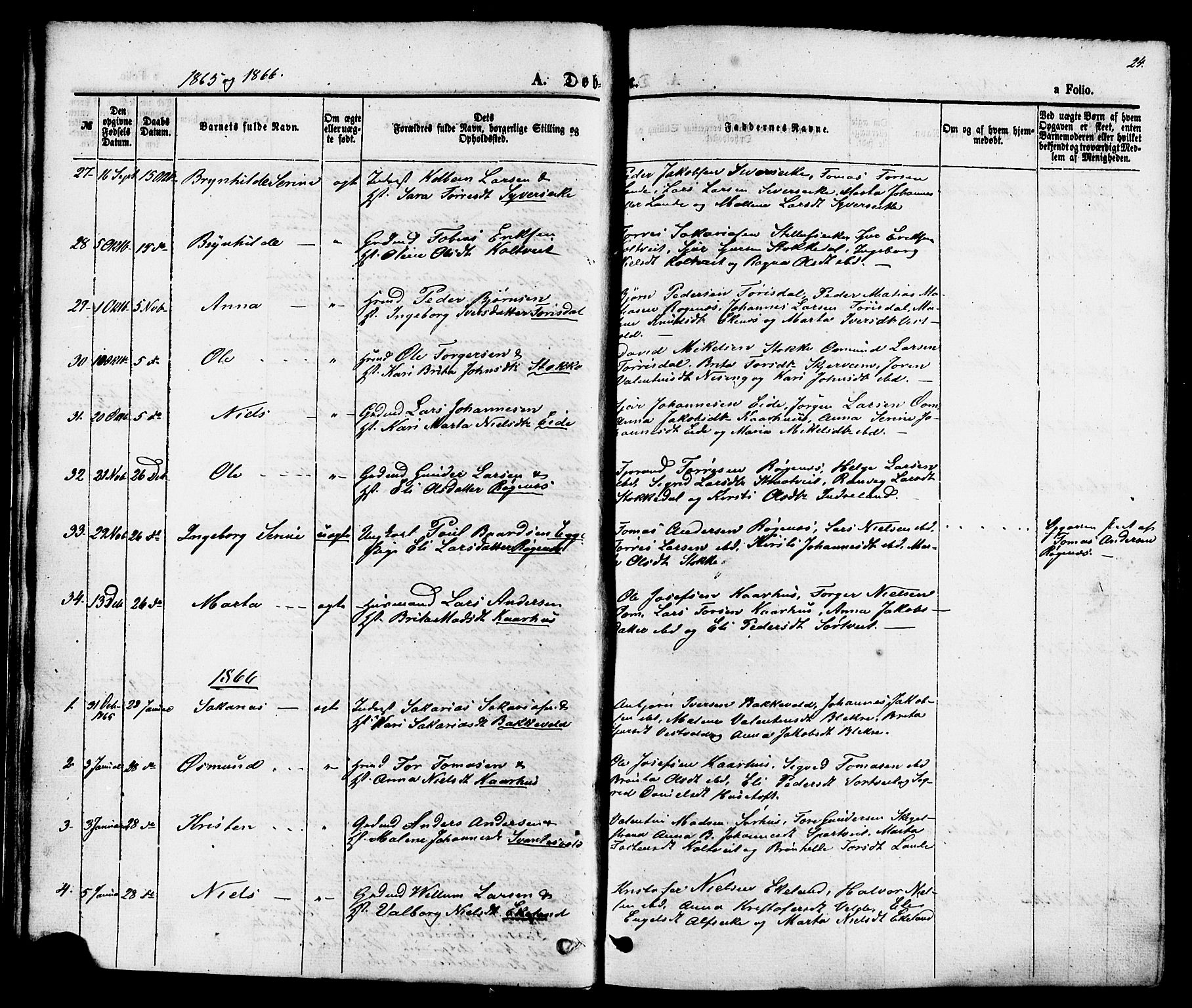 Skjold sokneprestkontor, AV/SAST-A-101847/H/Ha/Haa/L0007: Parish register (official) no. A 7, 1857-1882, p. 24