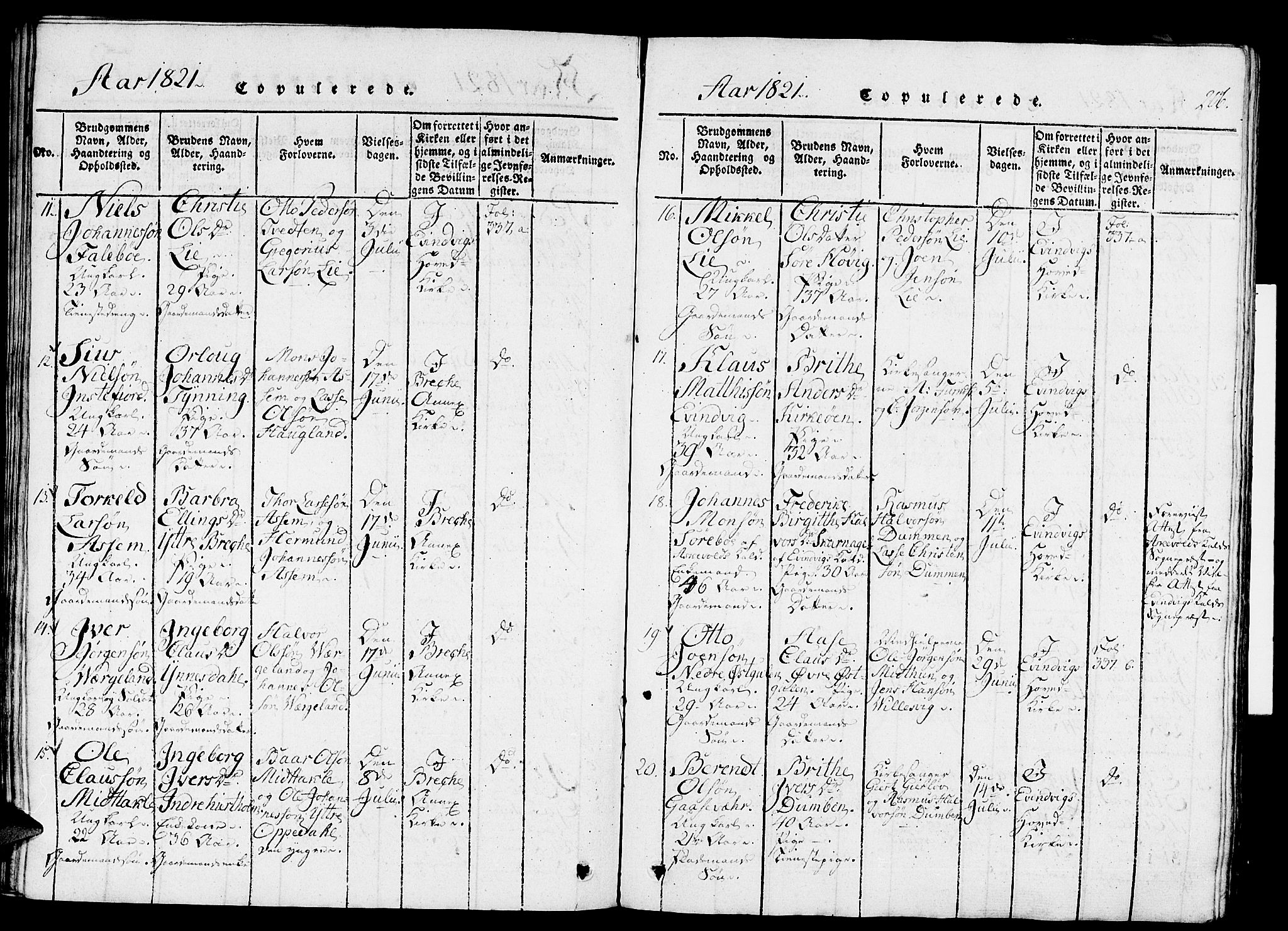 Gulen sokneprestembete, AV/SAB-A-80201/H/Haa/Haaa/L0018: Parish register (official) no. A 18, 1816-1825, p. 206