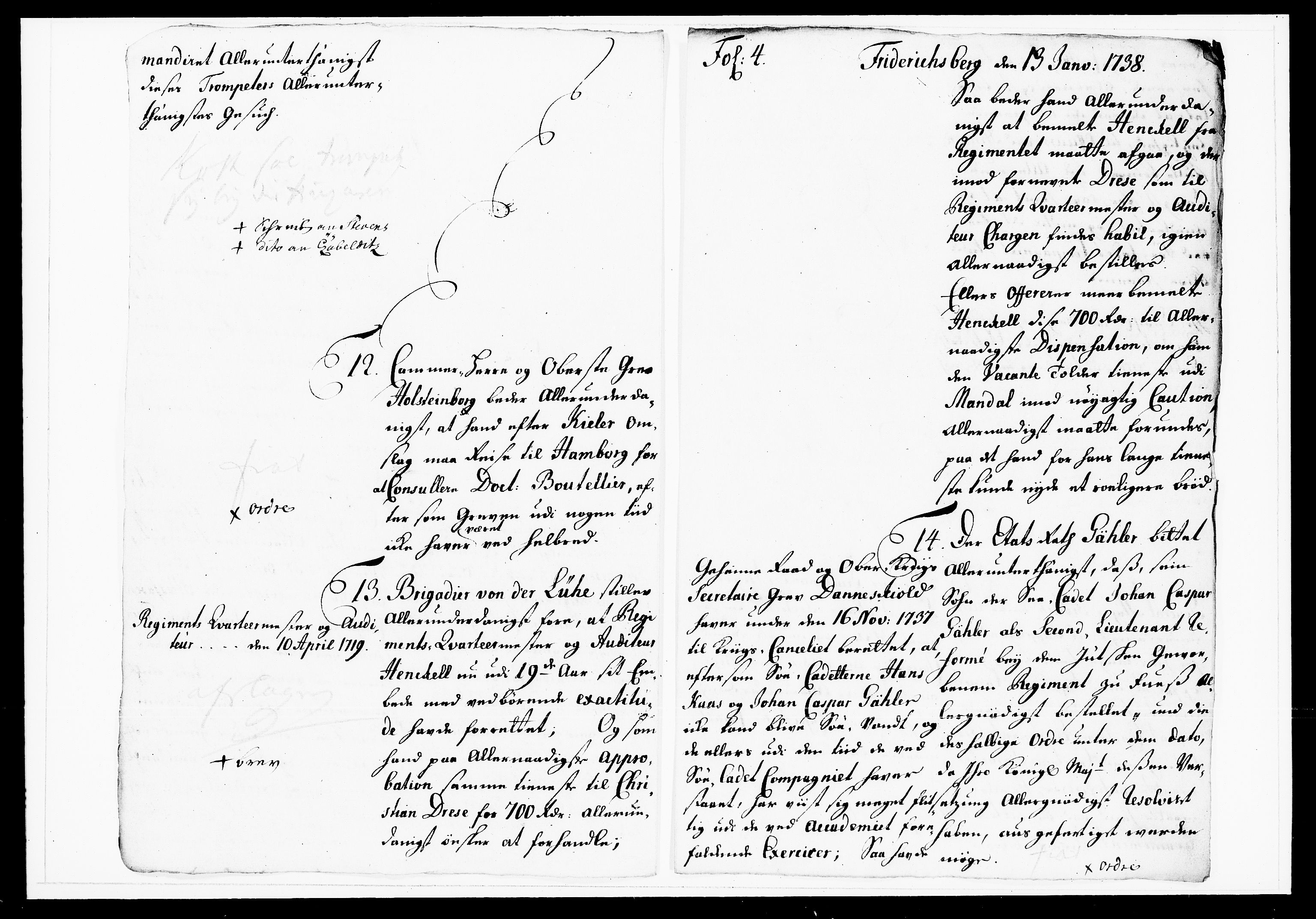 Krigskollegiet, Krigskancelliet, DRA/A-0006/-/1143-1150: Refererede sager, 1738, p. 8