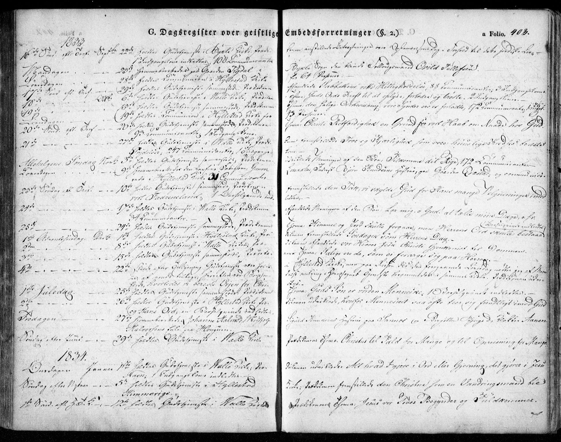 Valle sokneprestkontor, SAK/1111-0044/F/Fa/Fac/L0006: Parish register (official) no. A 6, 1831-1853, p. 403