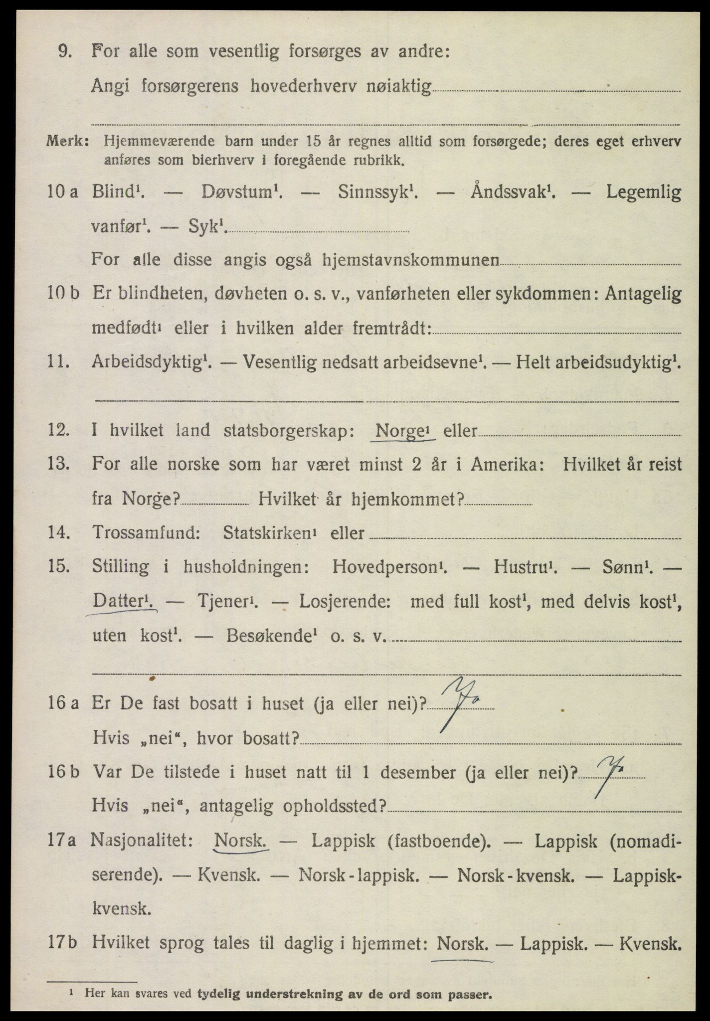 SAT, 1920 census for Overhalla, 1920, p. 5387