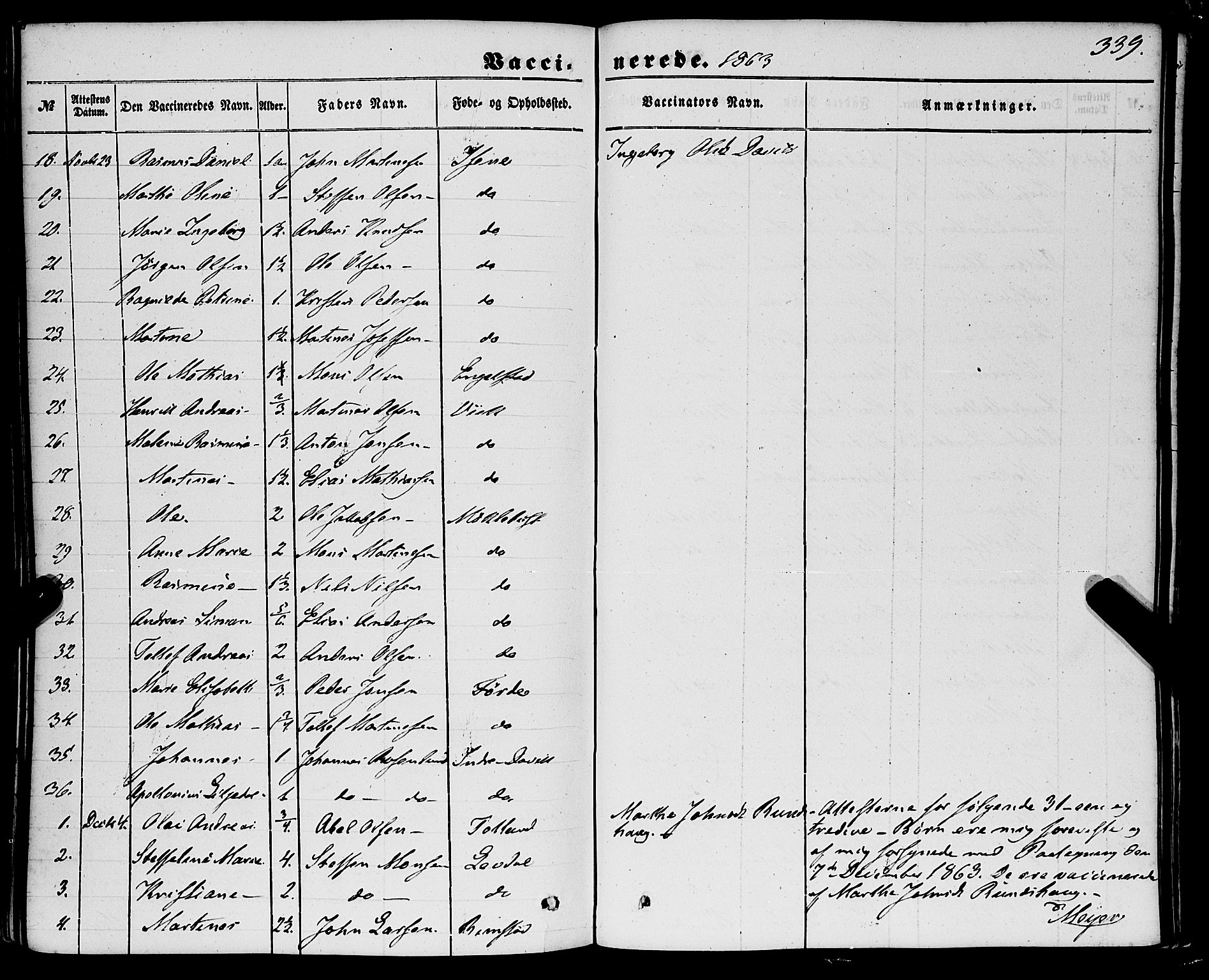 Davik sokneprestembete, AV/SAB-A-79701/H/Haa/Haaa/L0005: Parish register (official) no. A 5, 1850-1866, p. 339