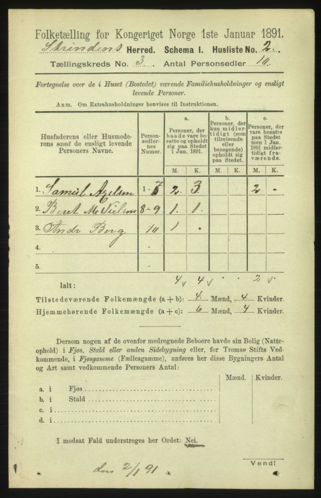 RA, 1891 census for 1660 Strinda, 1891, p. 1910