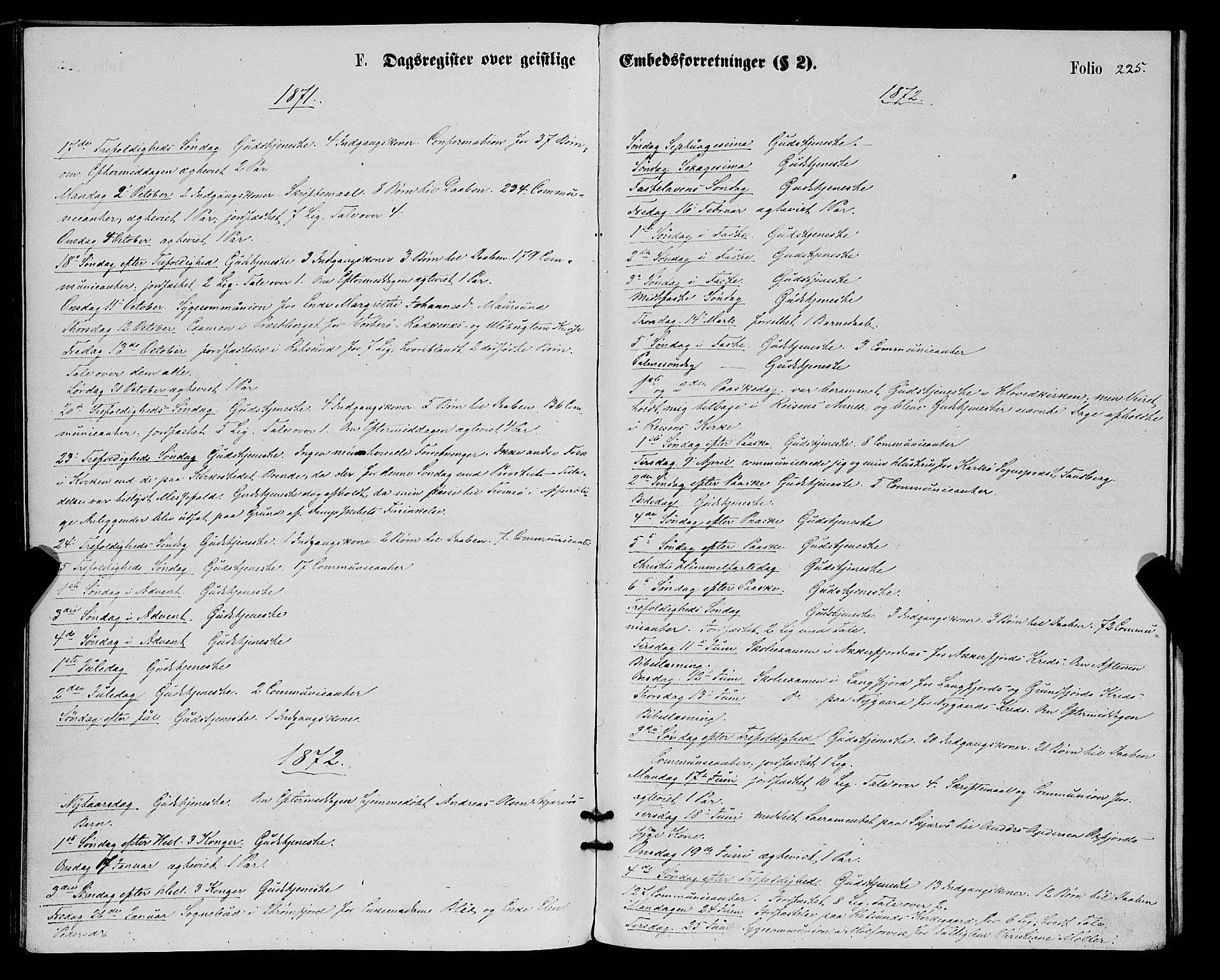 Skjervøy sokneprestkontor, SATØ/S-1300/H/Ha/Haa/L0008kirke: Parish register (official) no. 8, 1871-1877, p. 225
