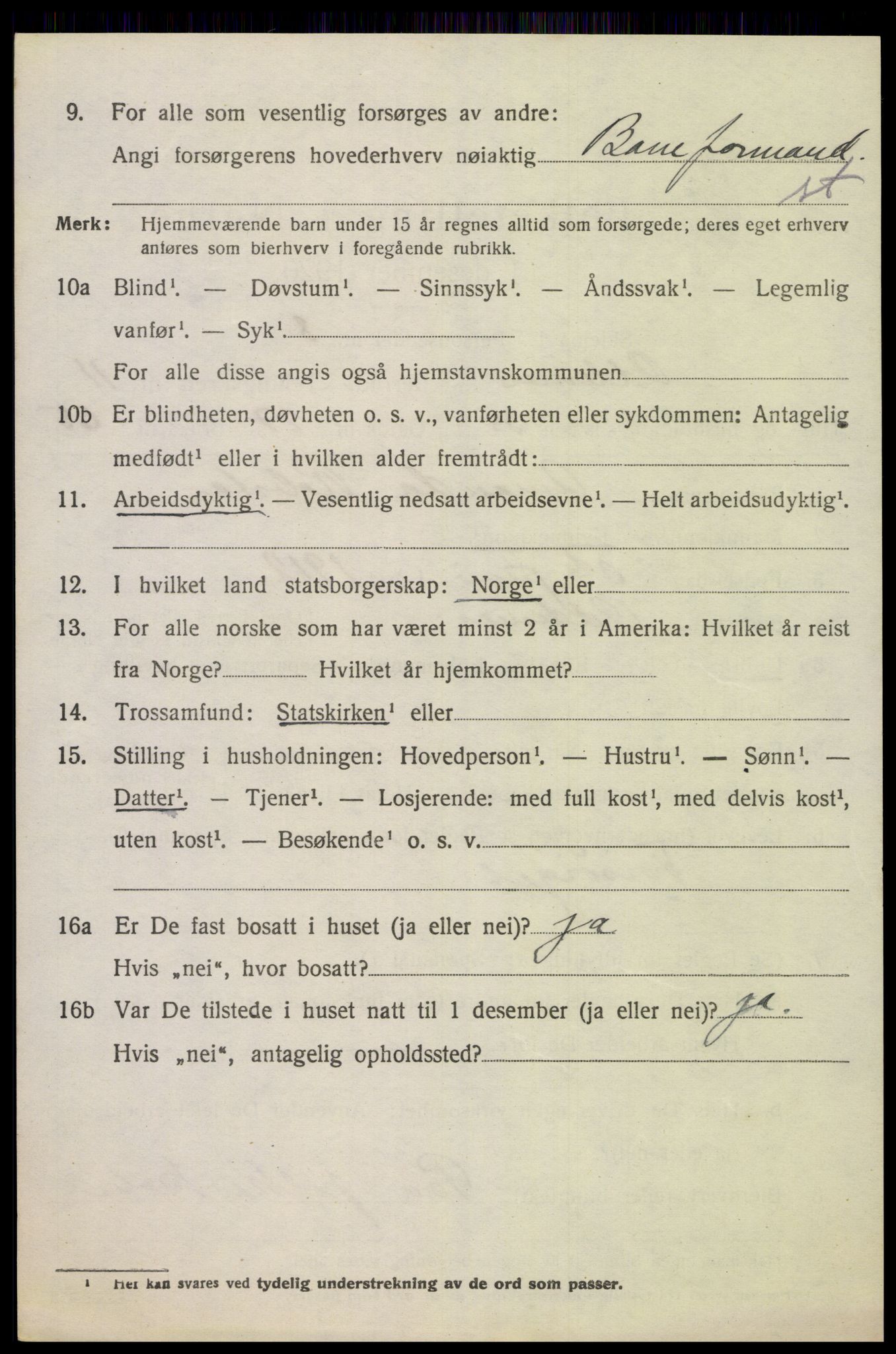 SAK, 1920 census for Oddernes, 1920, p. 7444