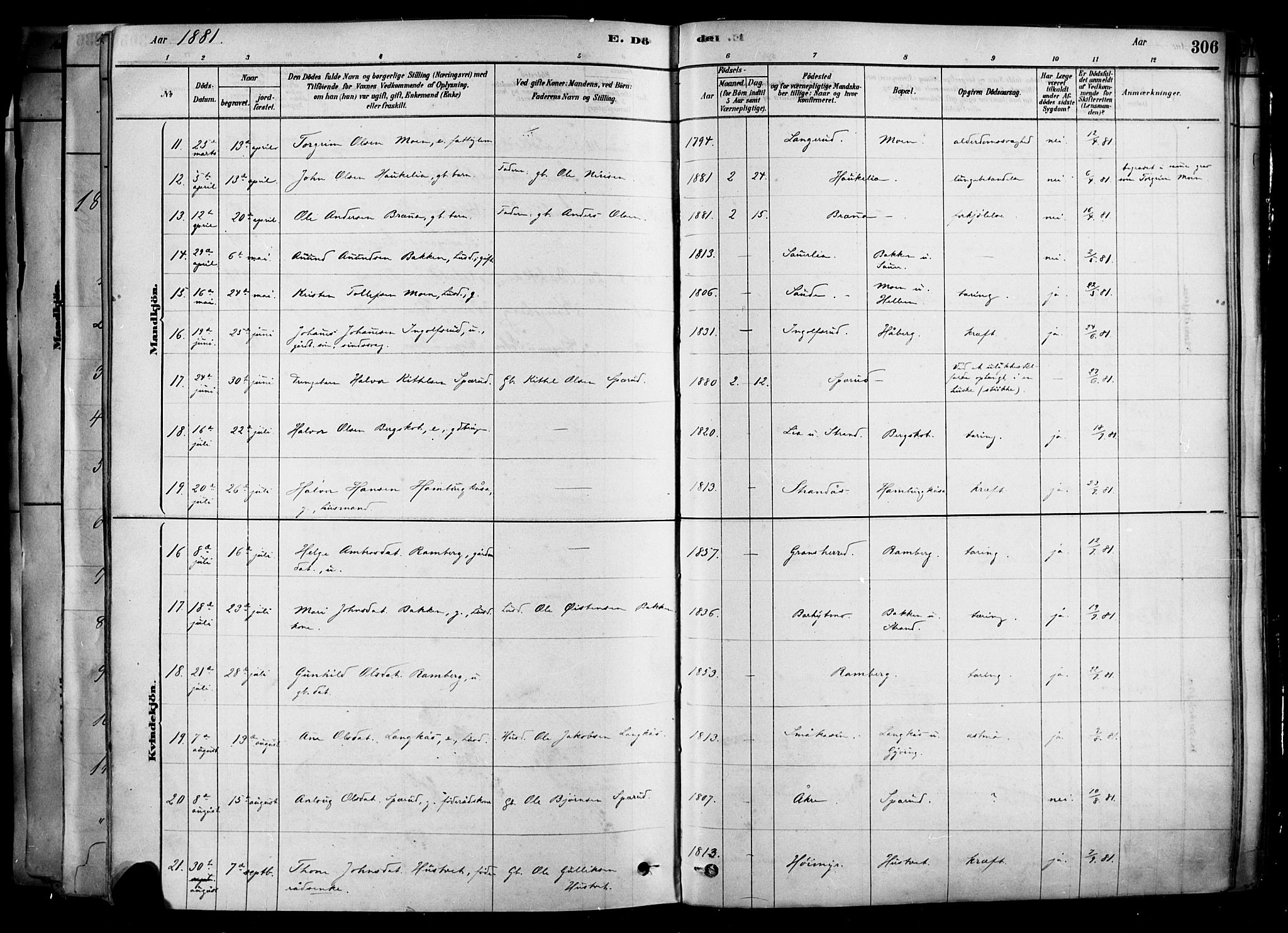 Heddal kirkebøker, AV/SAKO-A-268/F/Fa/L0008: Parish register (official) no. I 8, 1878-1903, p. 306