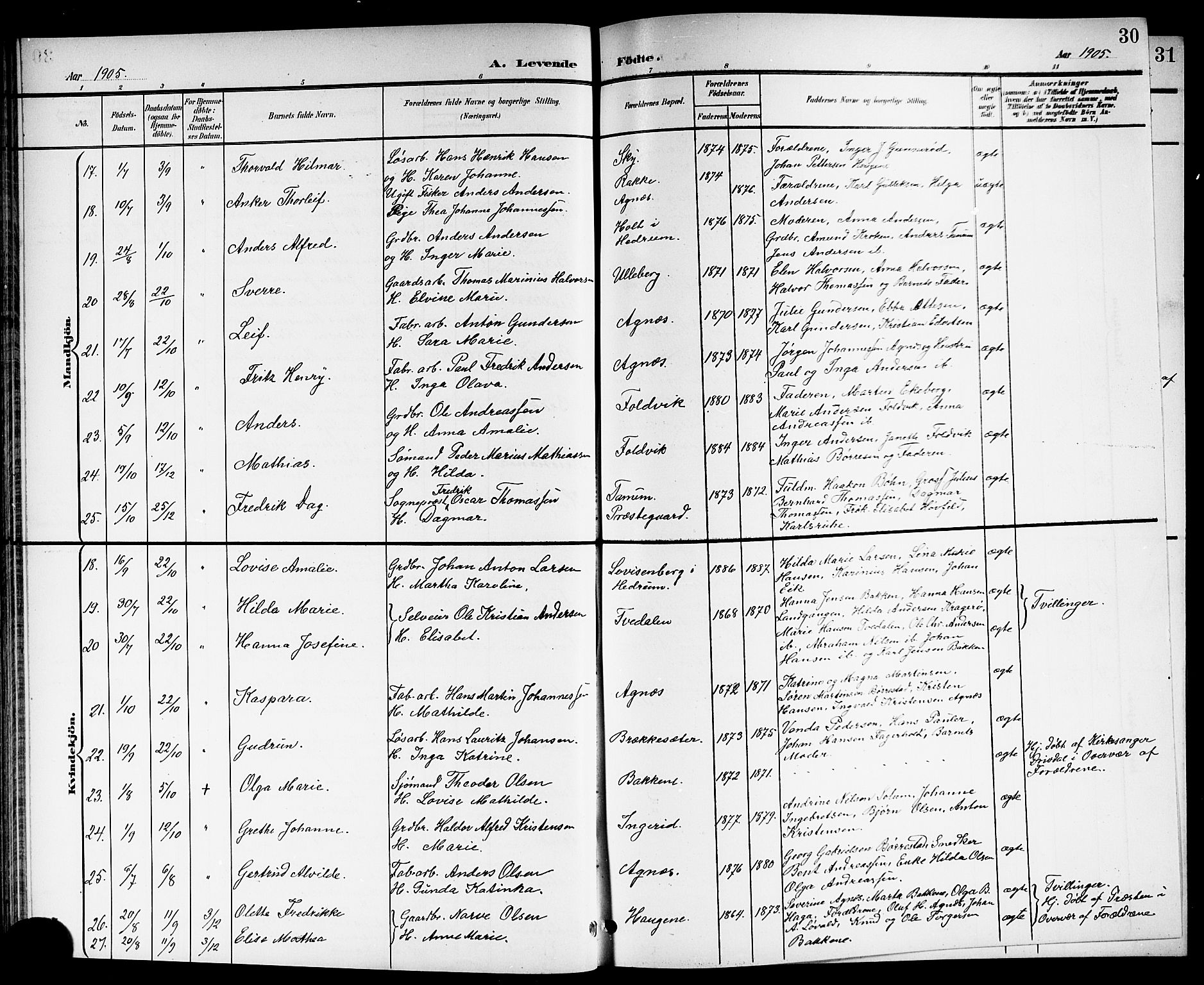 Brunlanes kirkebøker, AV/SAKO-A-342/G/Ga/L0004: Parish register (copy) no. I 4, 1898-1921, p. 30