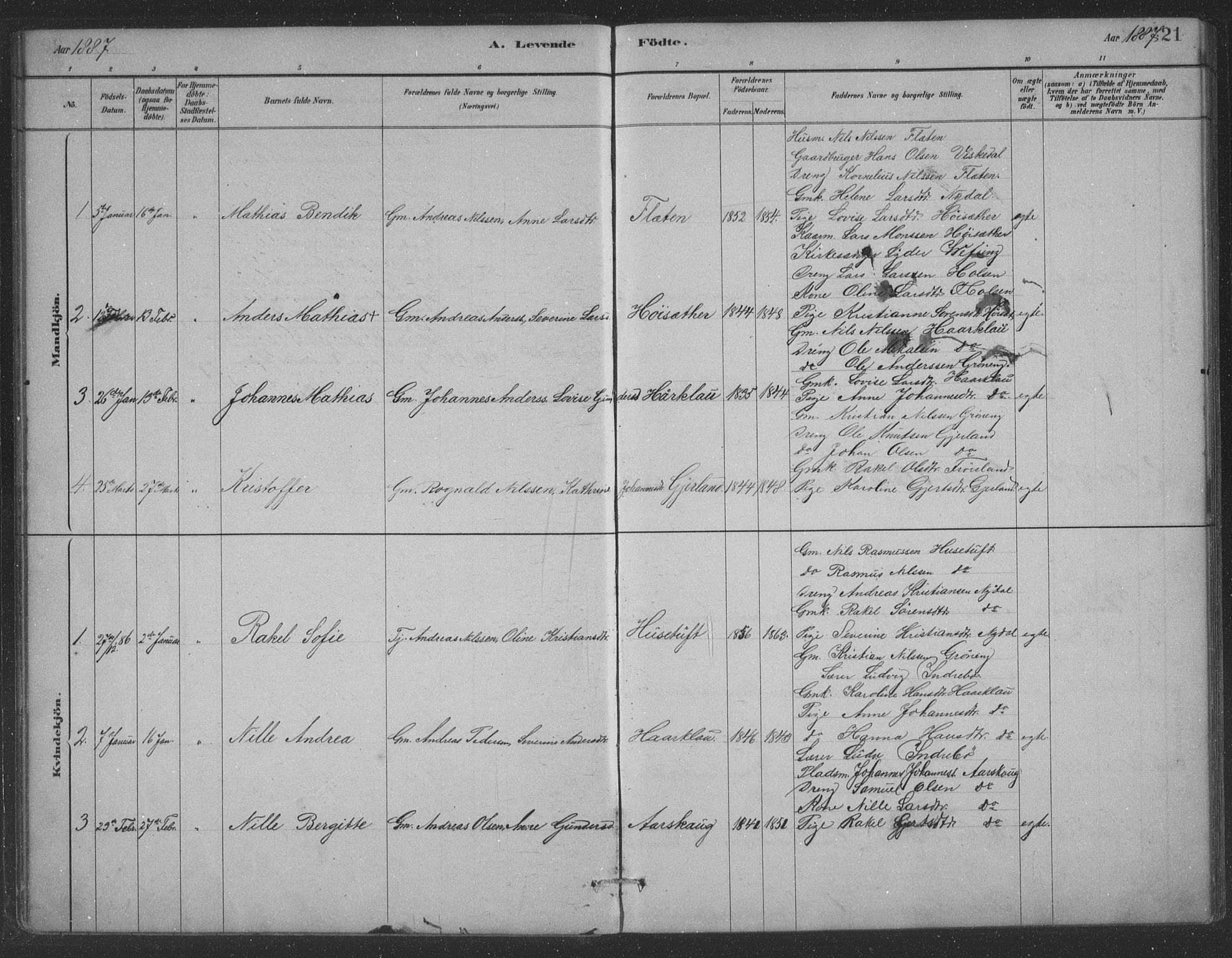 Førde sokneprestembete, AV/SAB-A-79901/H/Hab/Habc/L0002: Parish register (copy) no. C 2, 1881-1911, p. 21