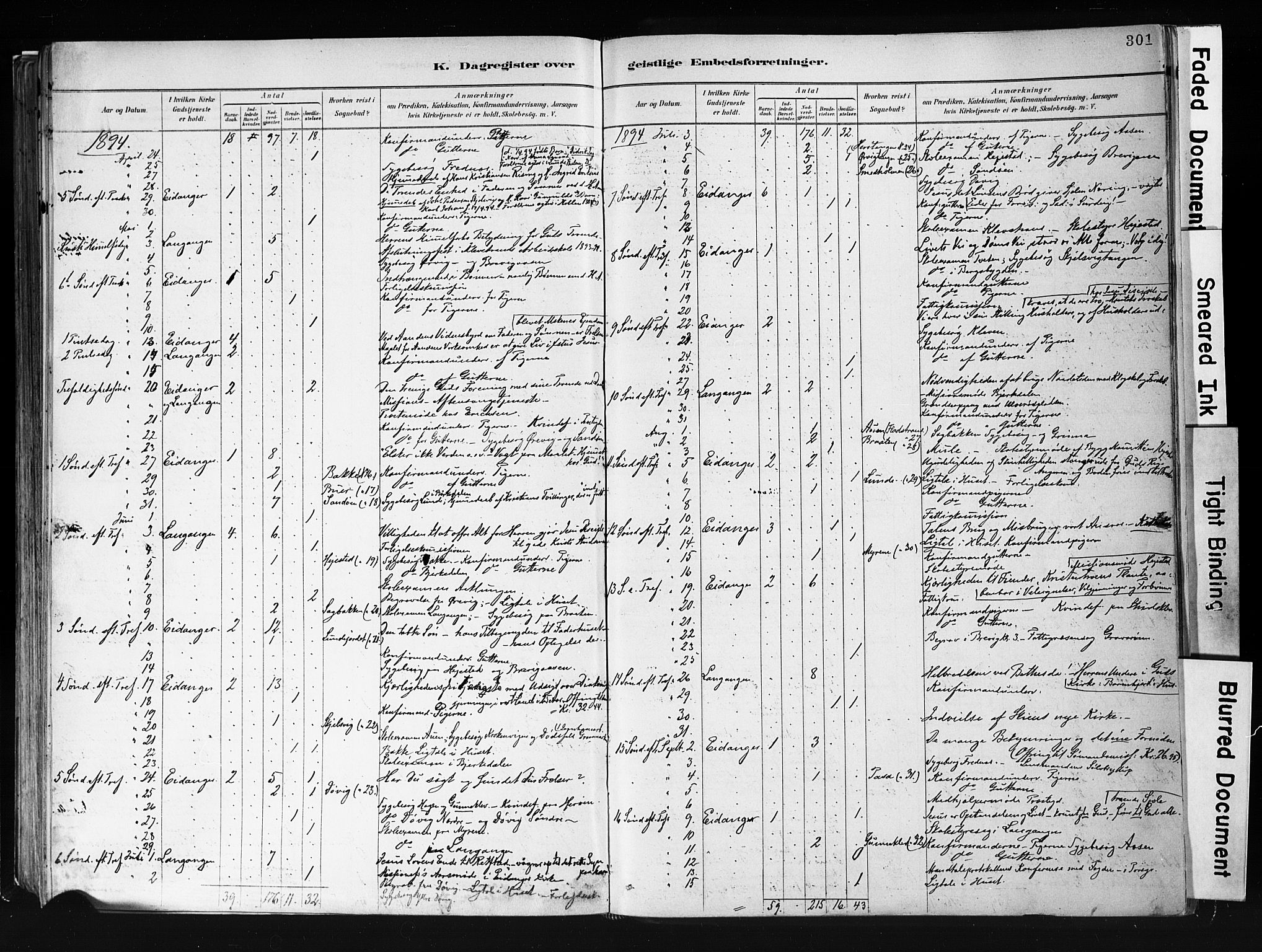 Eidanger kirkebøker, AV/SAKO-A-261/F/Fa/L0012: Parish register (official) no. 12, 1879-1900, p. 301