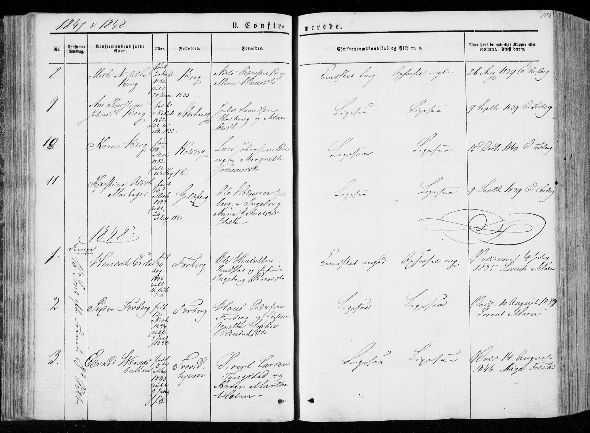 Ministerialprotokoller, klokkerbøker og fødselsregistre - Nord-Trøndelag, SAT/A-1458/722/L0218: Parish register (official) no. 722A05, 1843-1868, p. 104