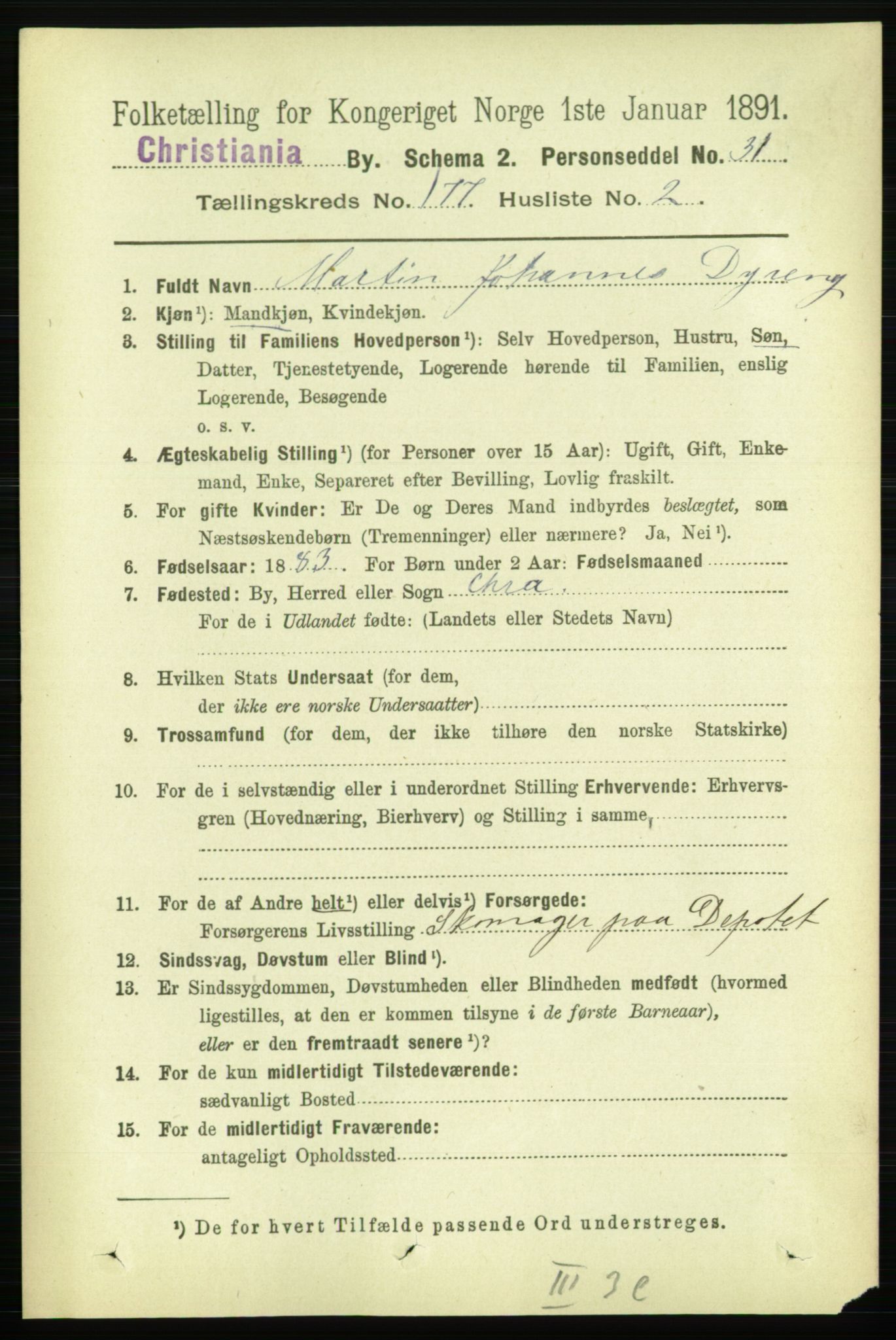 RA, 1891 census for 0301 Kristiania, 1891, p. 106417