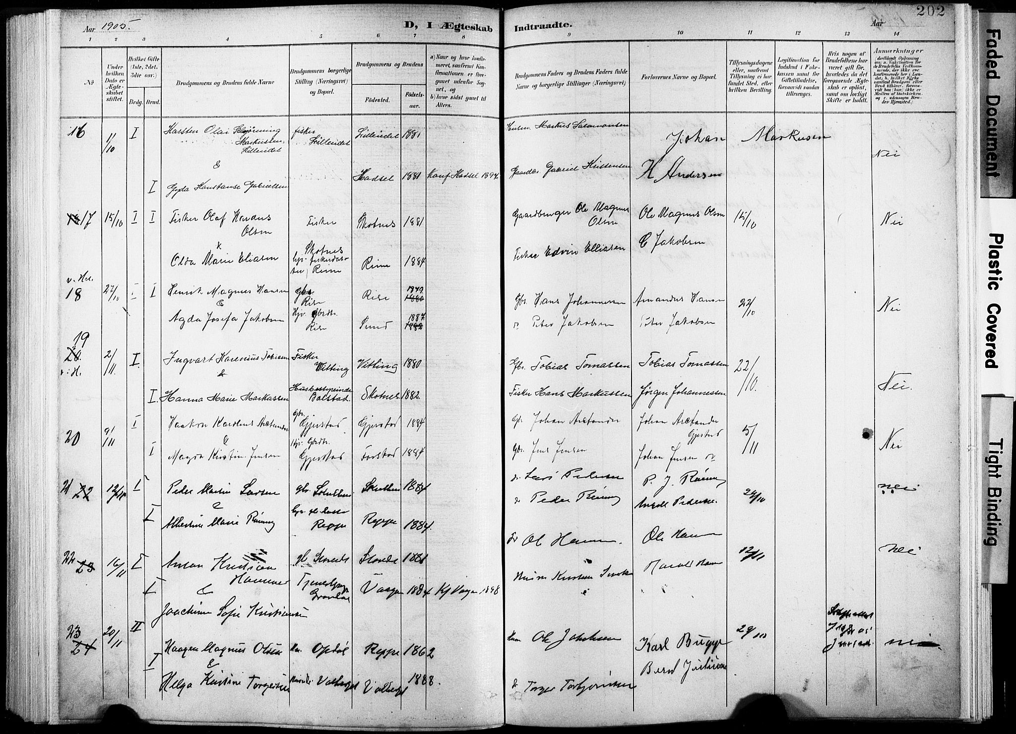 Ministerialprotokoller, klokkerbøker og fødselsregistre - Nordland, SAT/A-1459/881/L1151: Parish register (official) no. 881A04, 1899-1907, p. 202