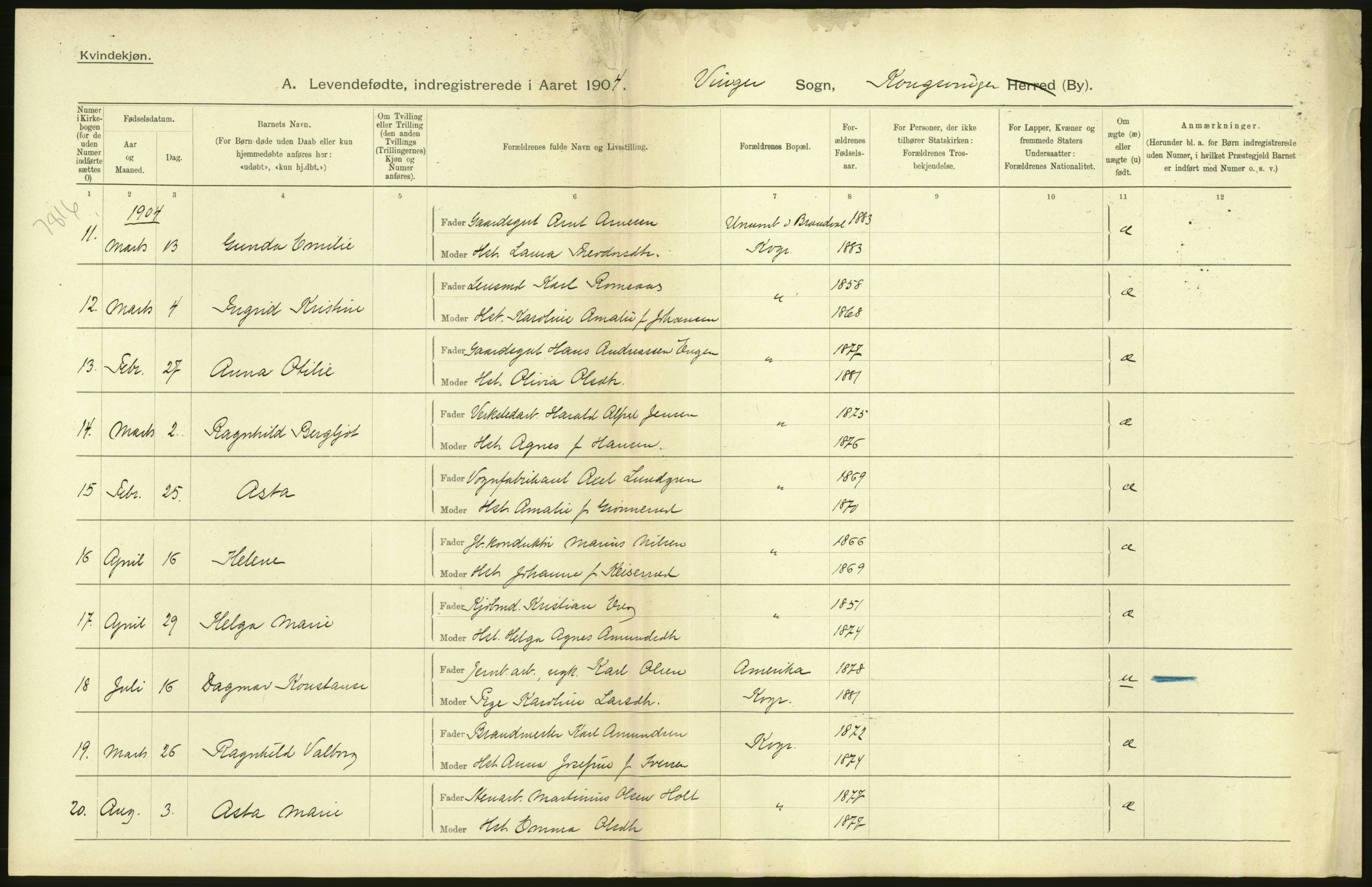 Statistisk sentralbyrå, Sosiodemografiske emner, Befolkning, AV/RA-S-2228/D/Df/Dfa/Dfab/L0005: Hedemarkens amt: Fødte, gifte, døde, 1904, p. 6