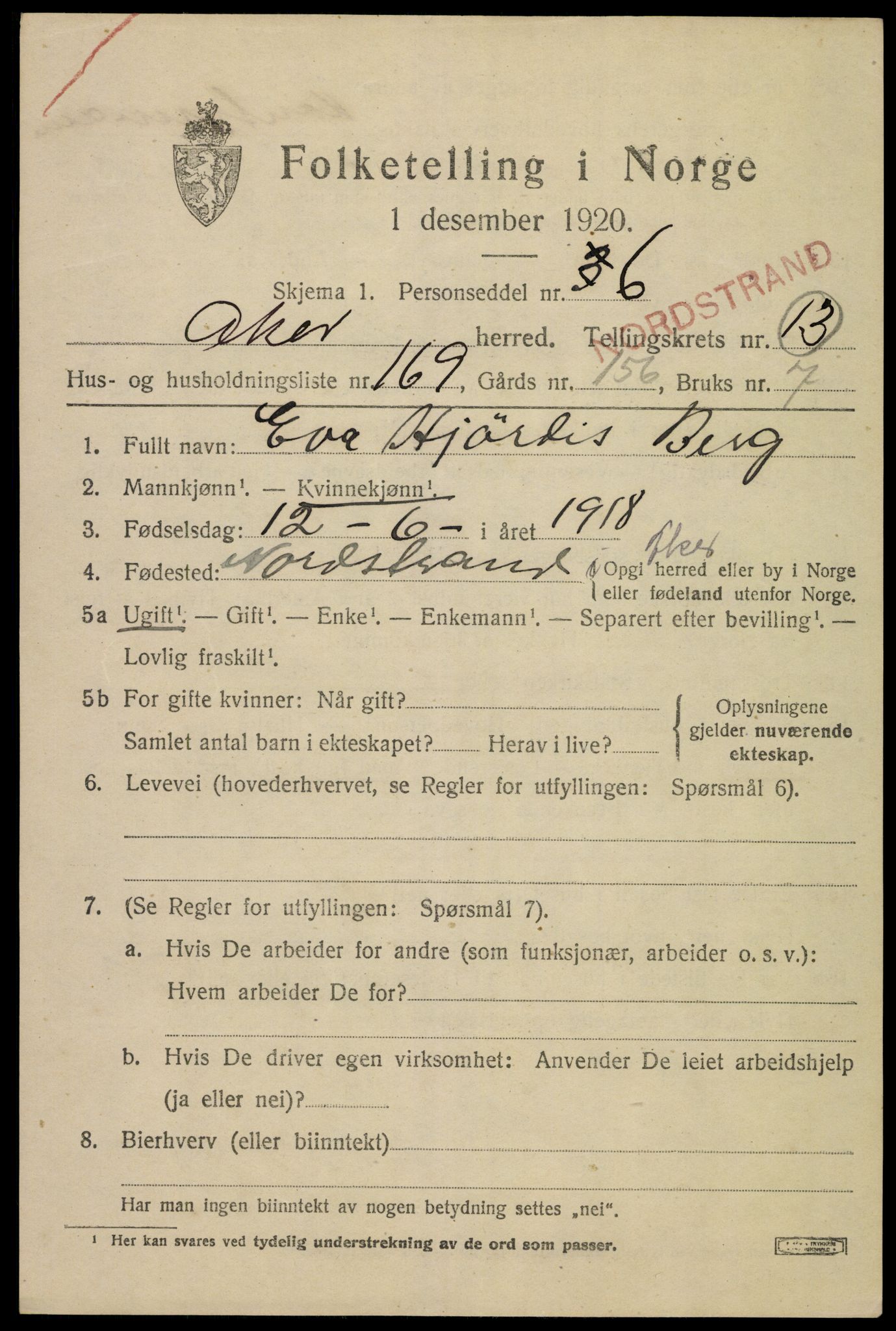 SAO, 1920 census for Aker, 1920, p. 81622