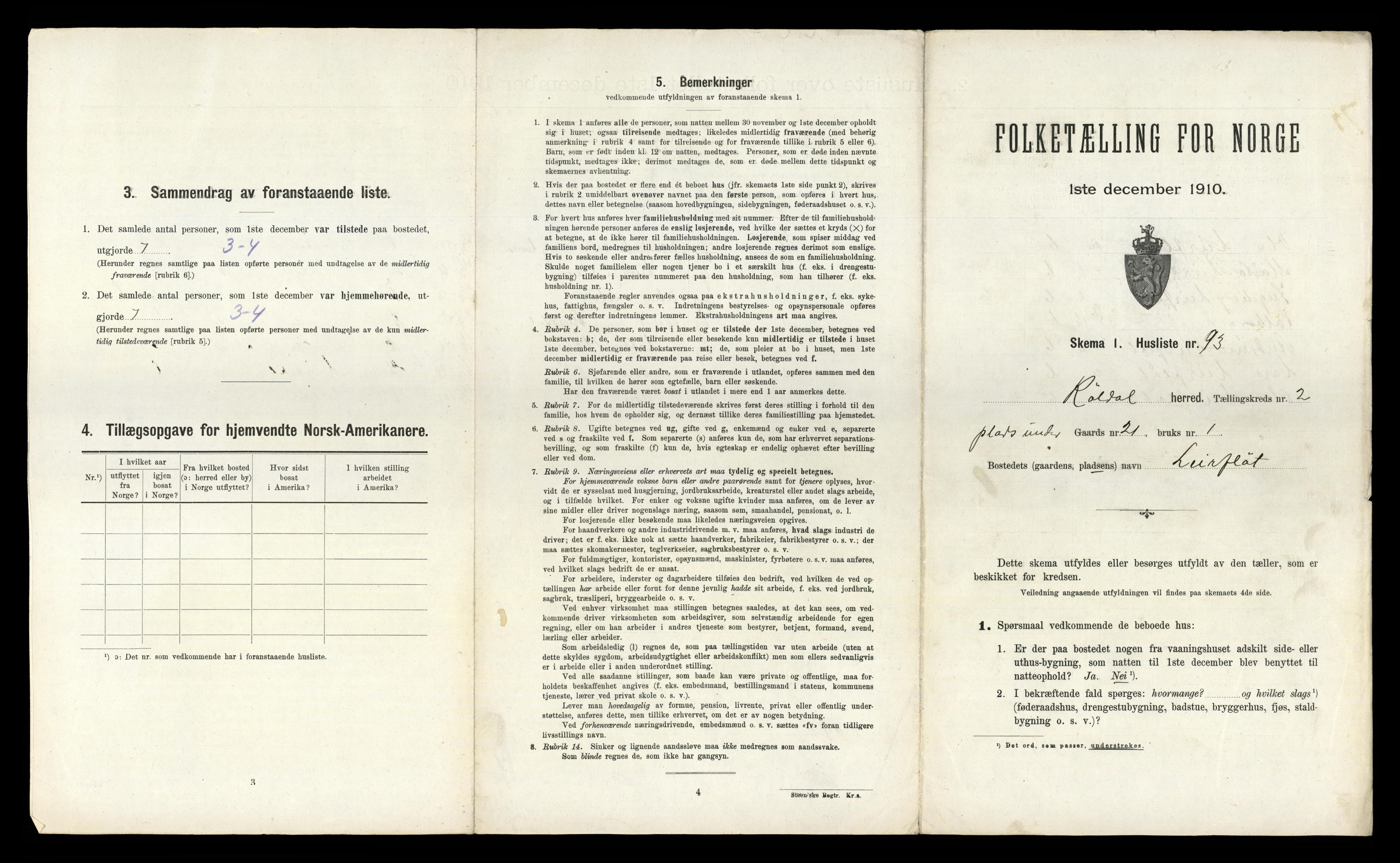 RA, 1910 census for Røldal, 1910, p. 283