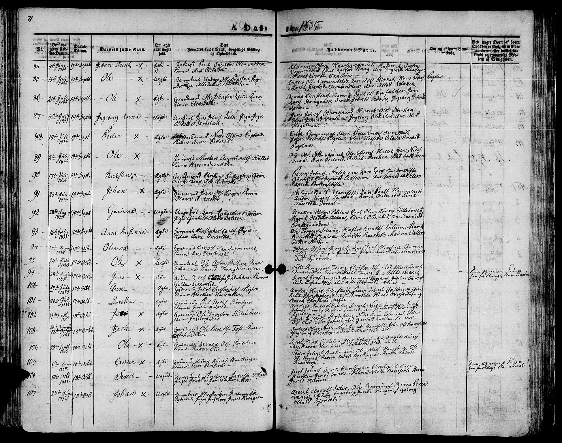 Ministerialprotokoller, klokkerbøker og fødselsregistre - Sør-Trøndelag, SAT/A-1456/646/L0609: Parish register (official) no. 646A07, 1826-1838, p. 71