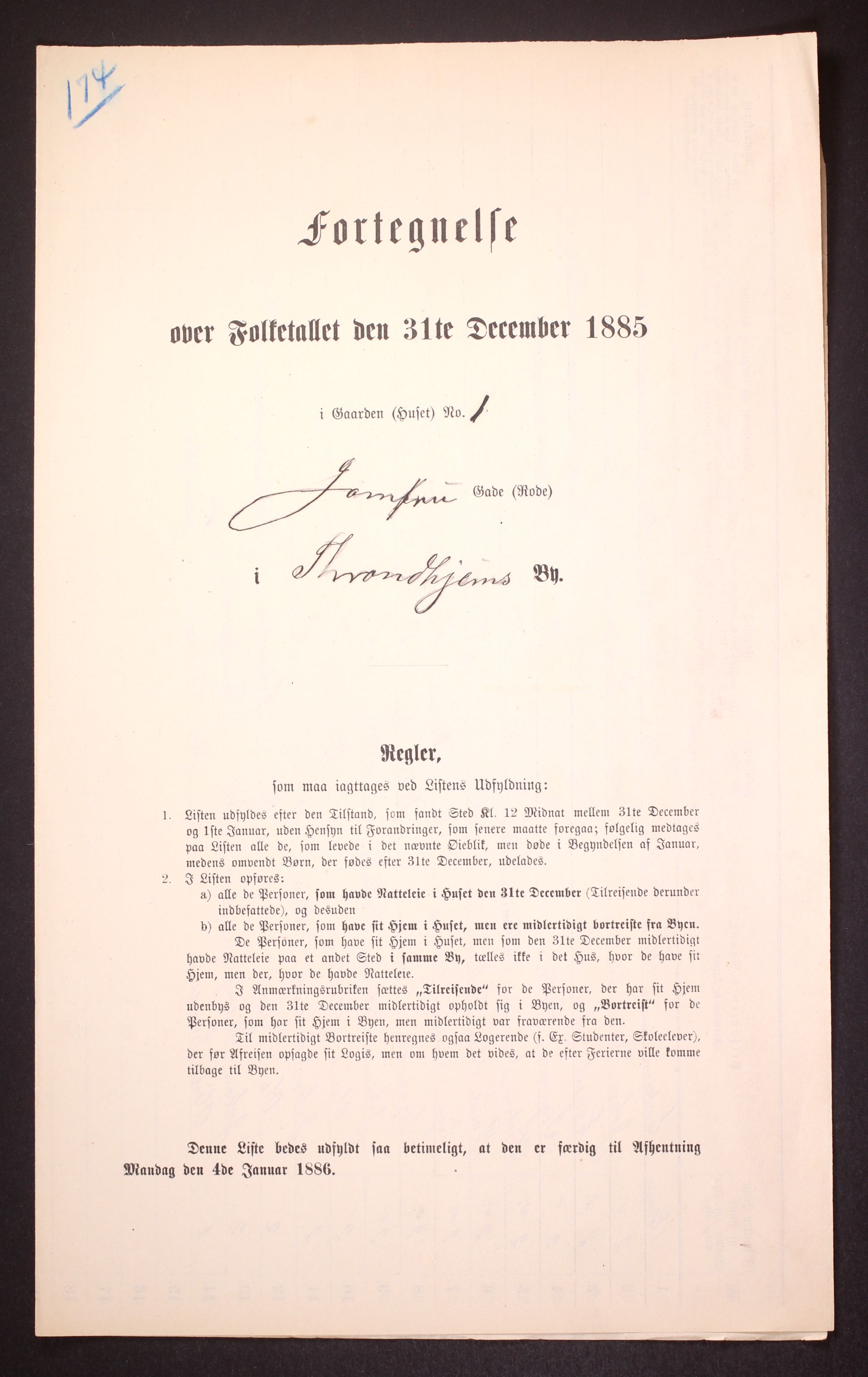 SAT, 1885 census for 1601 Trondheim, 1885, p. 1473