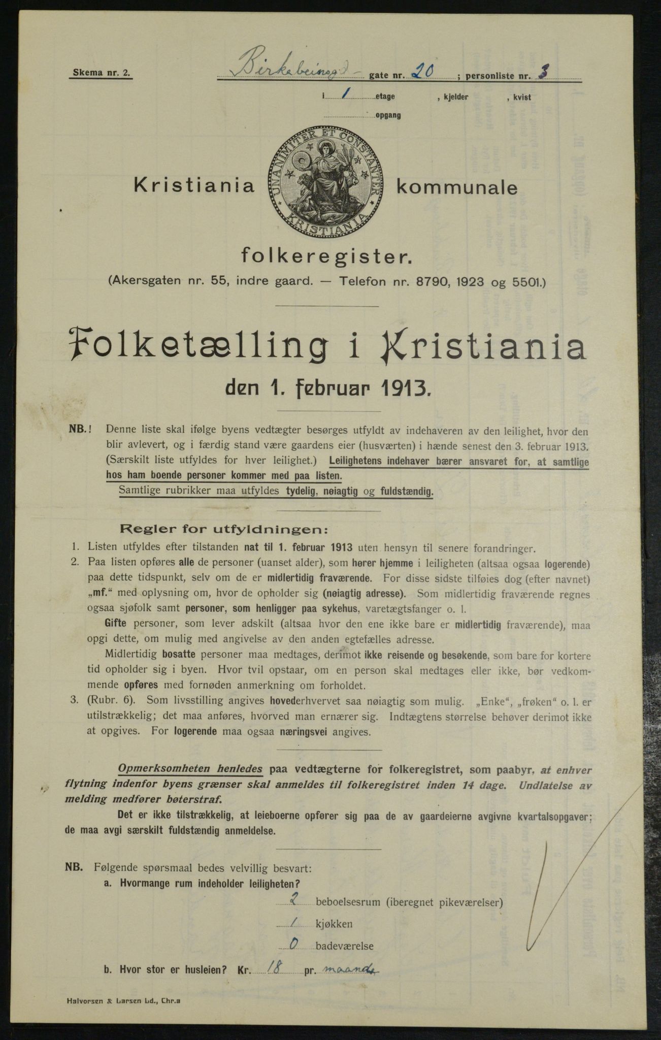OBA, Municipal Census 1913 for Kristiania, 1913, p. 4867