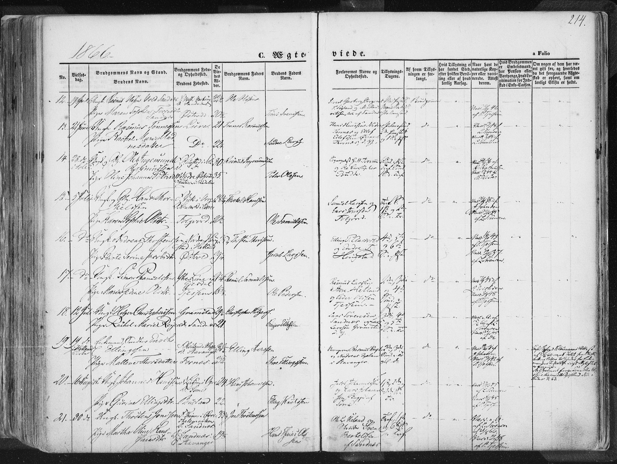 Høyland sokneprestkontor, AV/SAST-A-101799/001/30BA/L0010: Parish register (official) no. A 9.1, 1857-1877, p. 214