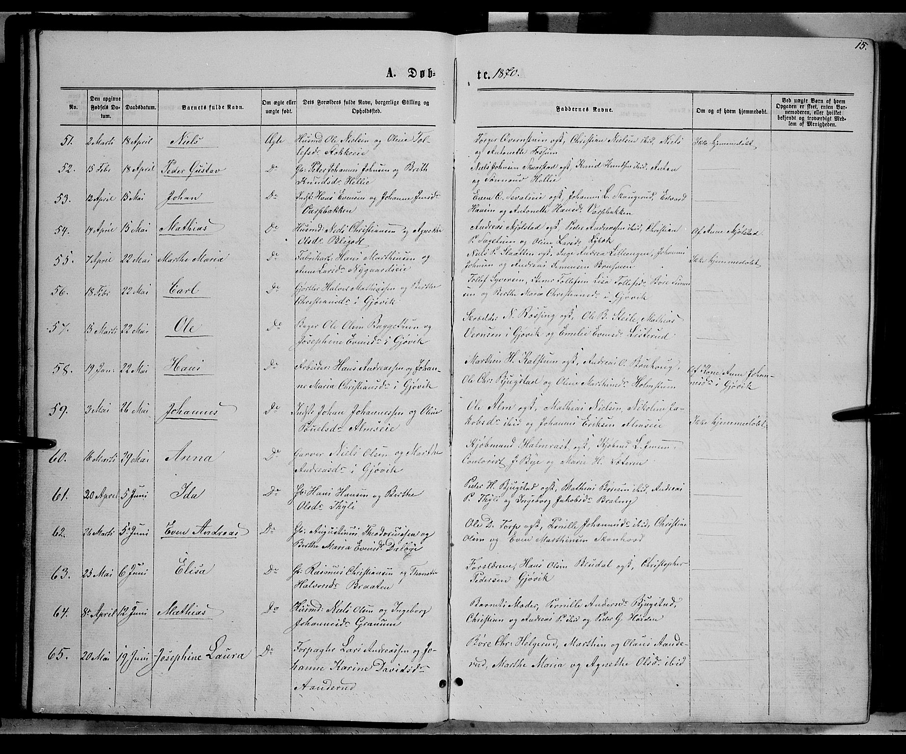 Vardal prestekontor, AV/SAH-PREST-100/H/Ha/Hab/L0006: Parish register (copy) no. 6, 1869-1881, p. 15