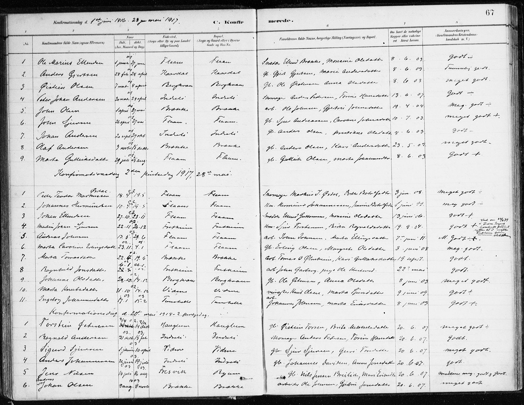 Aurland sokneprestembete, SAB/A-99937/H/Ha/Hac/L0001: Parish register (official) no. C 1, 1880-1921, p. 67