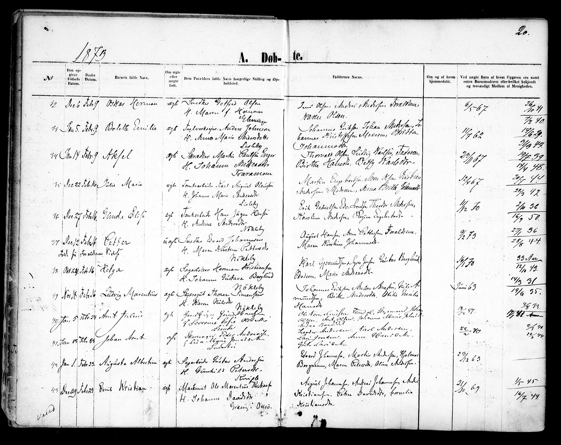 Glemmen prestekontor Kirkebøker, AV/SAO-A-10908/F/Fa/L0009: Parish register (official) no. 9, 1871-1878, p. 20