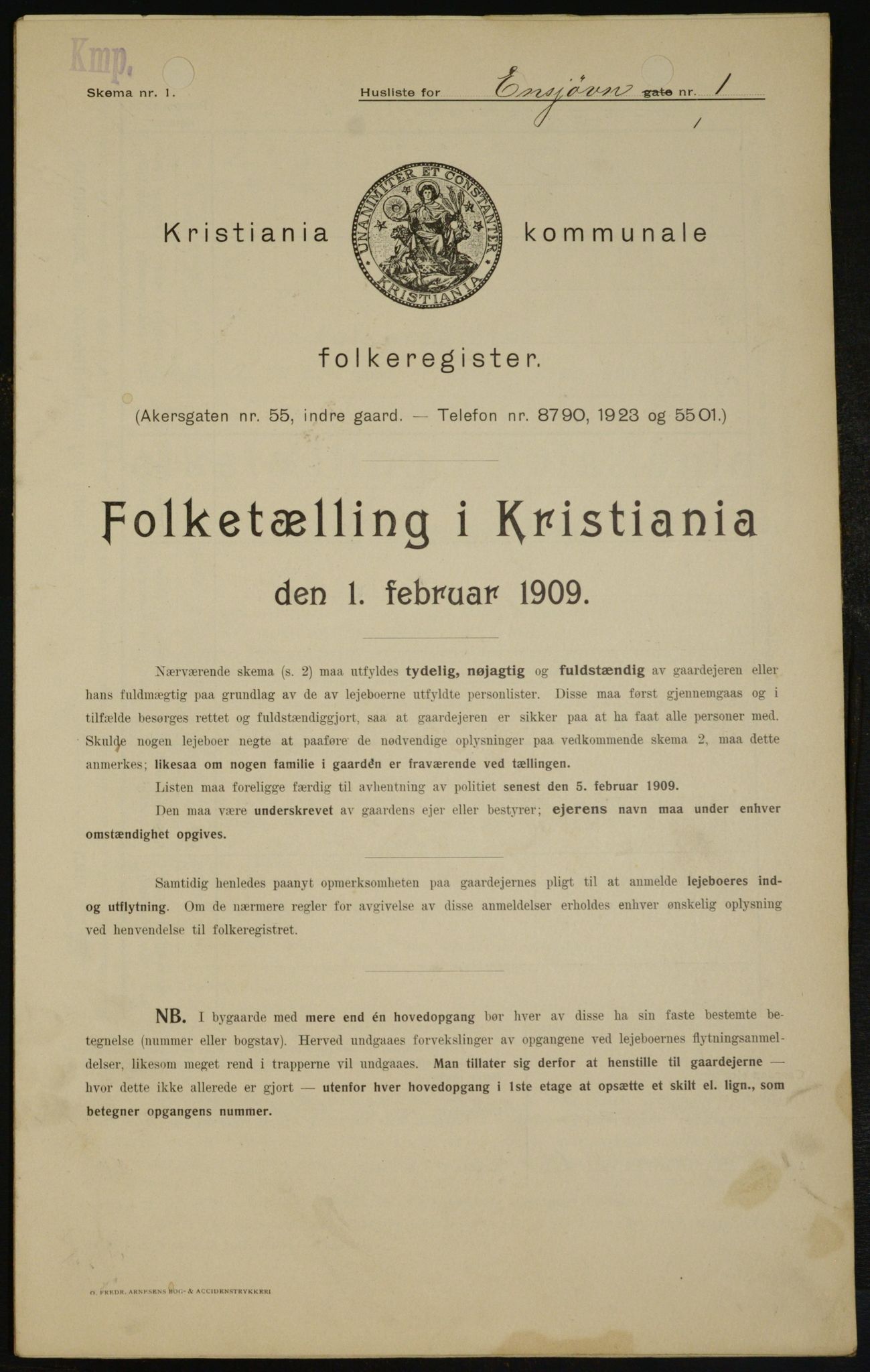 OBA, Municipal Census 1909 for Kristiania, 1909, p. 19804