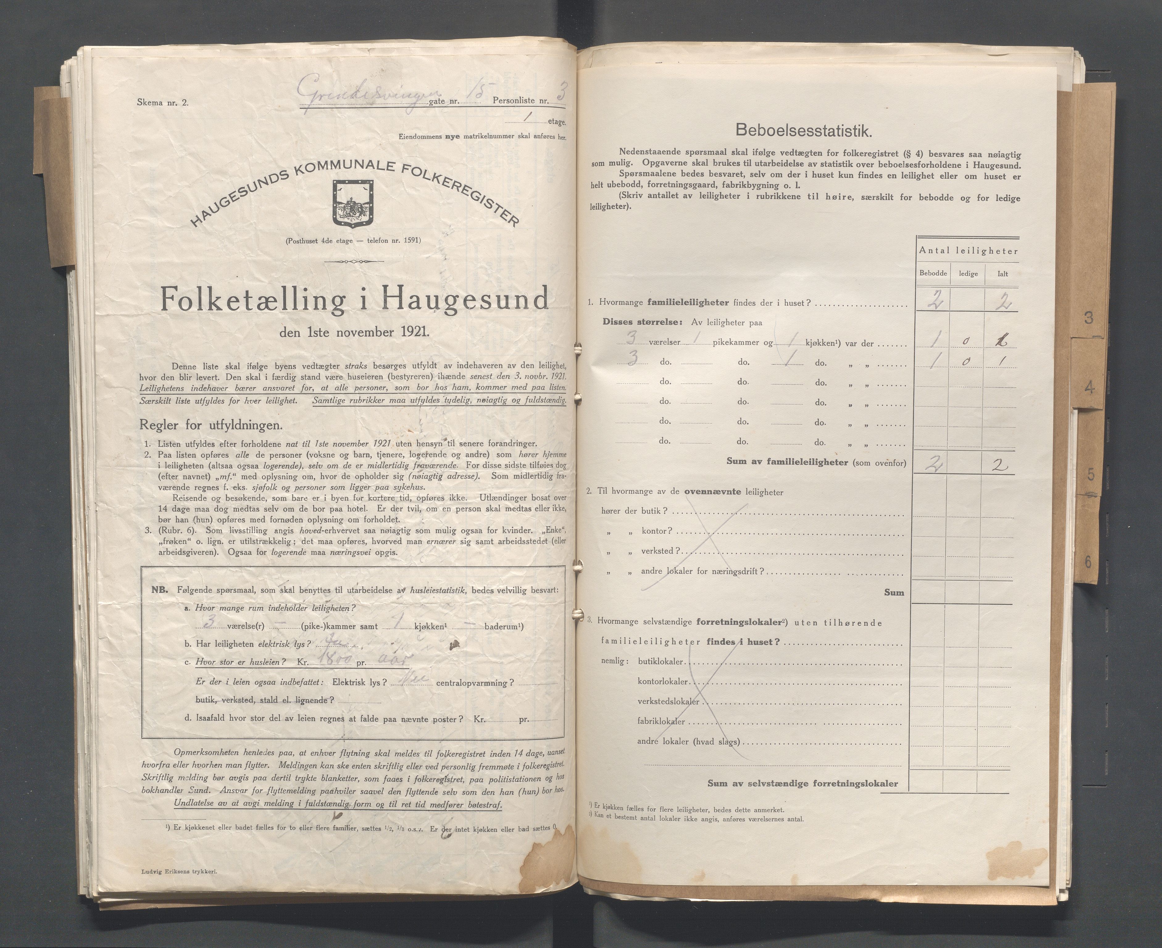 IKAR, Local census 1.11.1921 for Haugesund, 1921, p. 1195