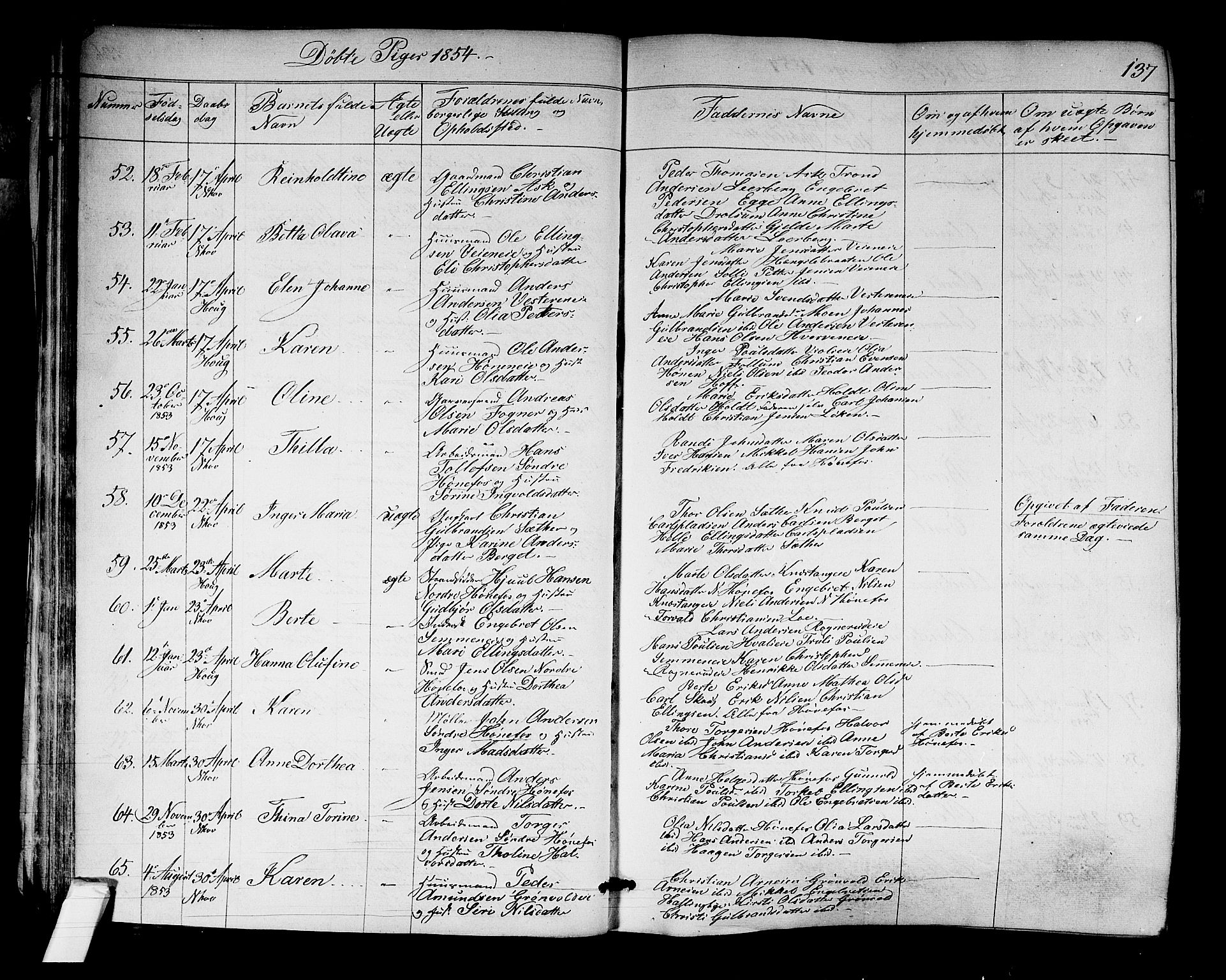 Norderhov kirkebøker, SAKO/A-237/F/Fa/L0011: Parish register (official) no. 11, 1847-1856, p. 137
