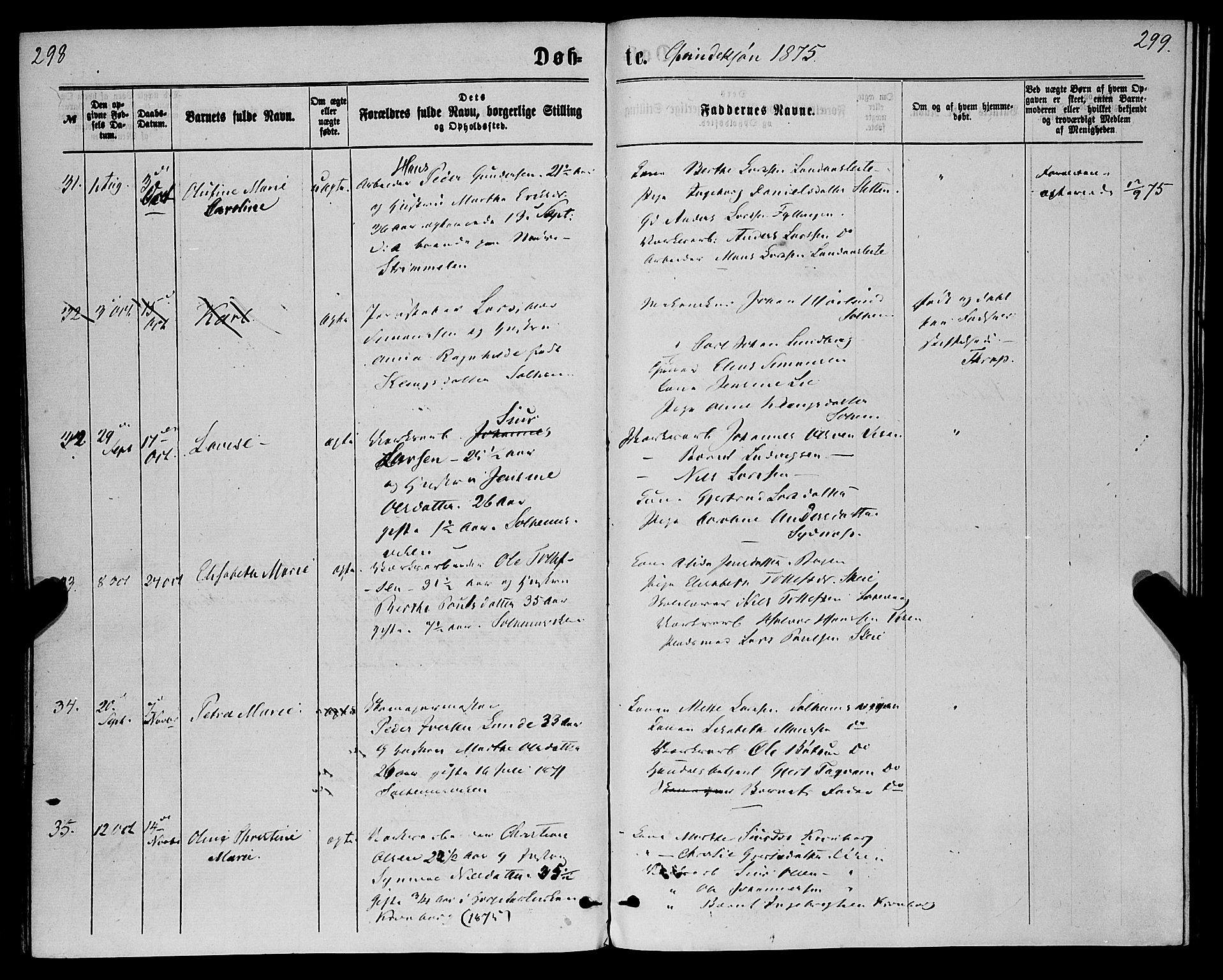 St. Jørgens hospital og Årstad sokneprestembete, AV/SAB-A-99934: Parish register (official) no. A 6, 1870-1878, p. 298-299