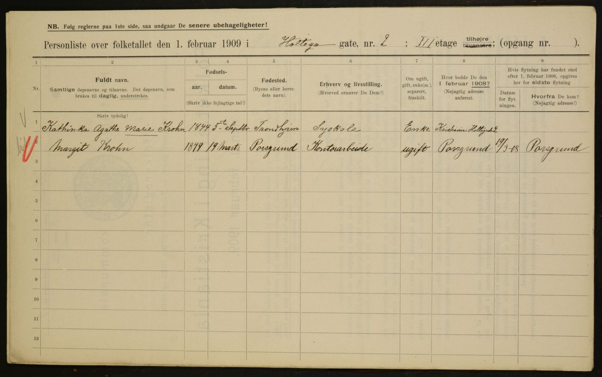 OBA, Municipal Census 1909 for Kristiania, 1909, p. 37298