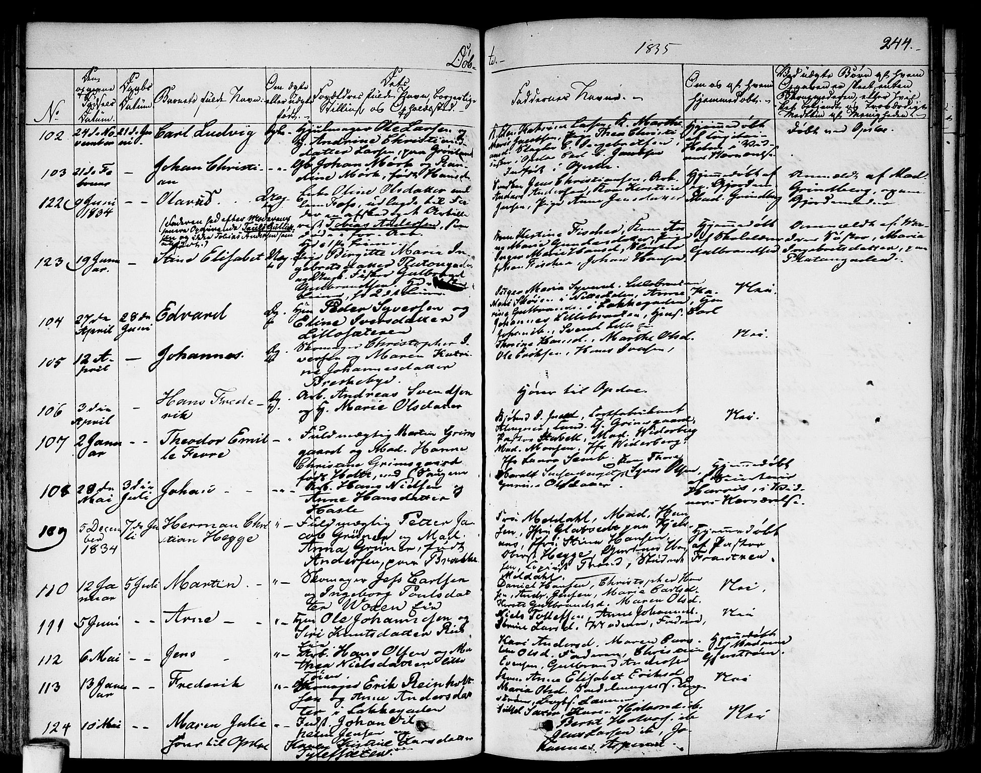 Aker prestekontor kirkebøker, SAO/A-10861/F/L0013: Parish register (official) no. 13, 1828-1837, p. 244