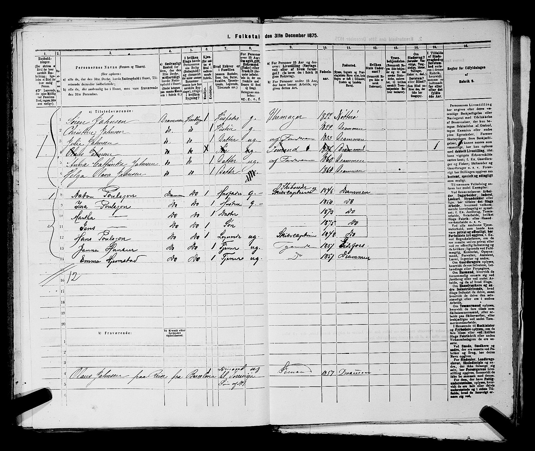 SAKO, 1875 census for 0602 Drammen, 1875, p. 1731