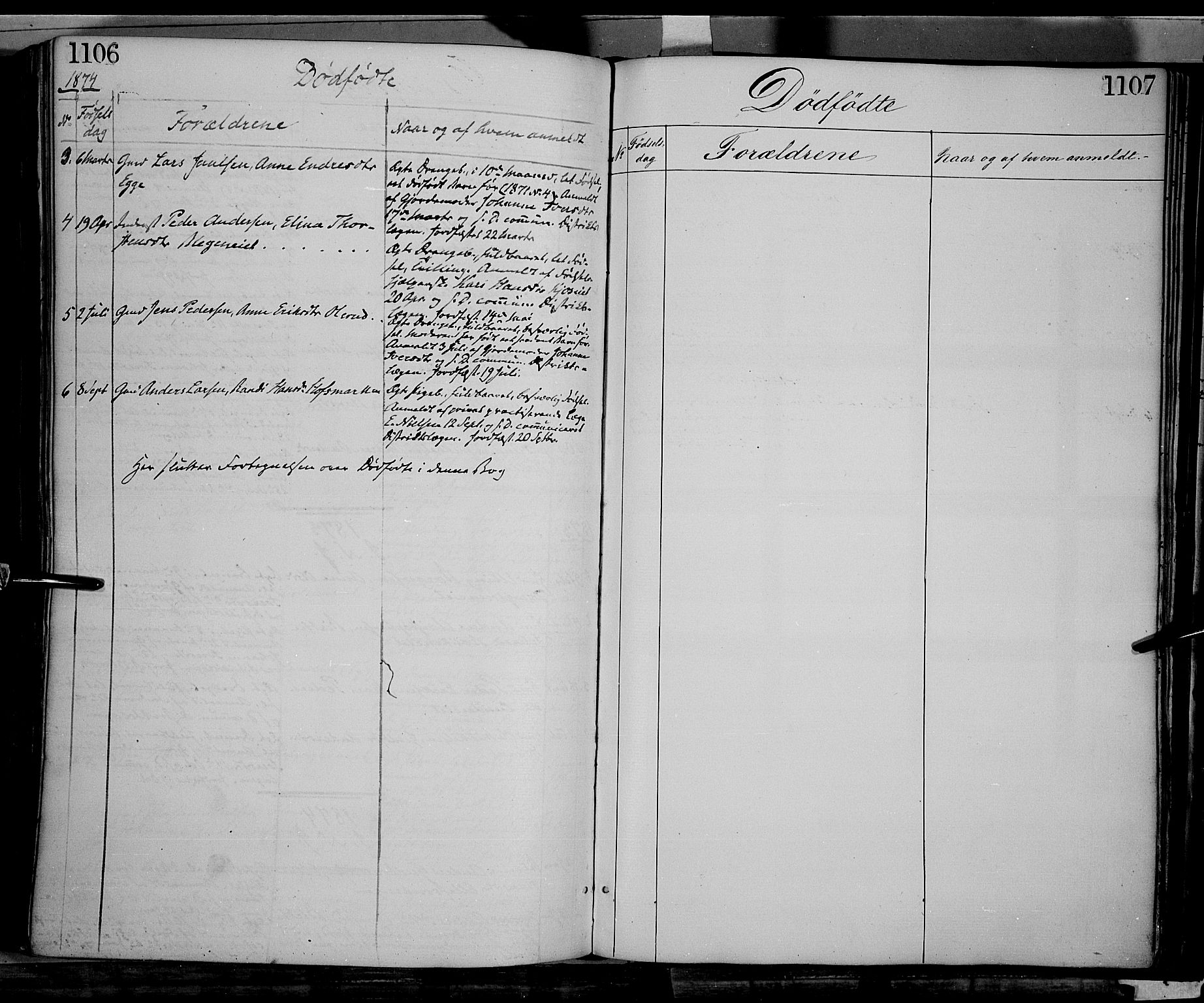 Gran prestekontor, SAH/PREST-112/H/Ha/Haa/L0012: Parish register (official) no. 12, 1856-1874, p. 1106-1107