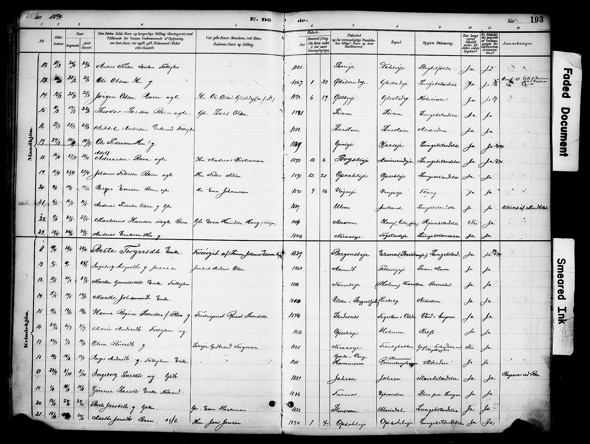 Ringsaker prestekontor, AV/SAH-PREST-014/K/Ka/L0016: Parish register (official) no. 16, 1891-1904, p. 193