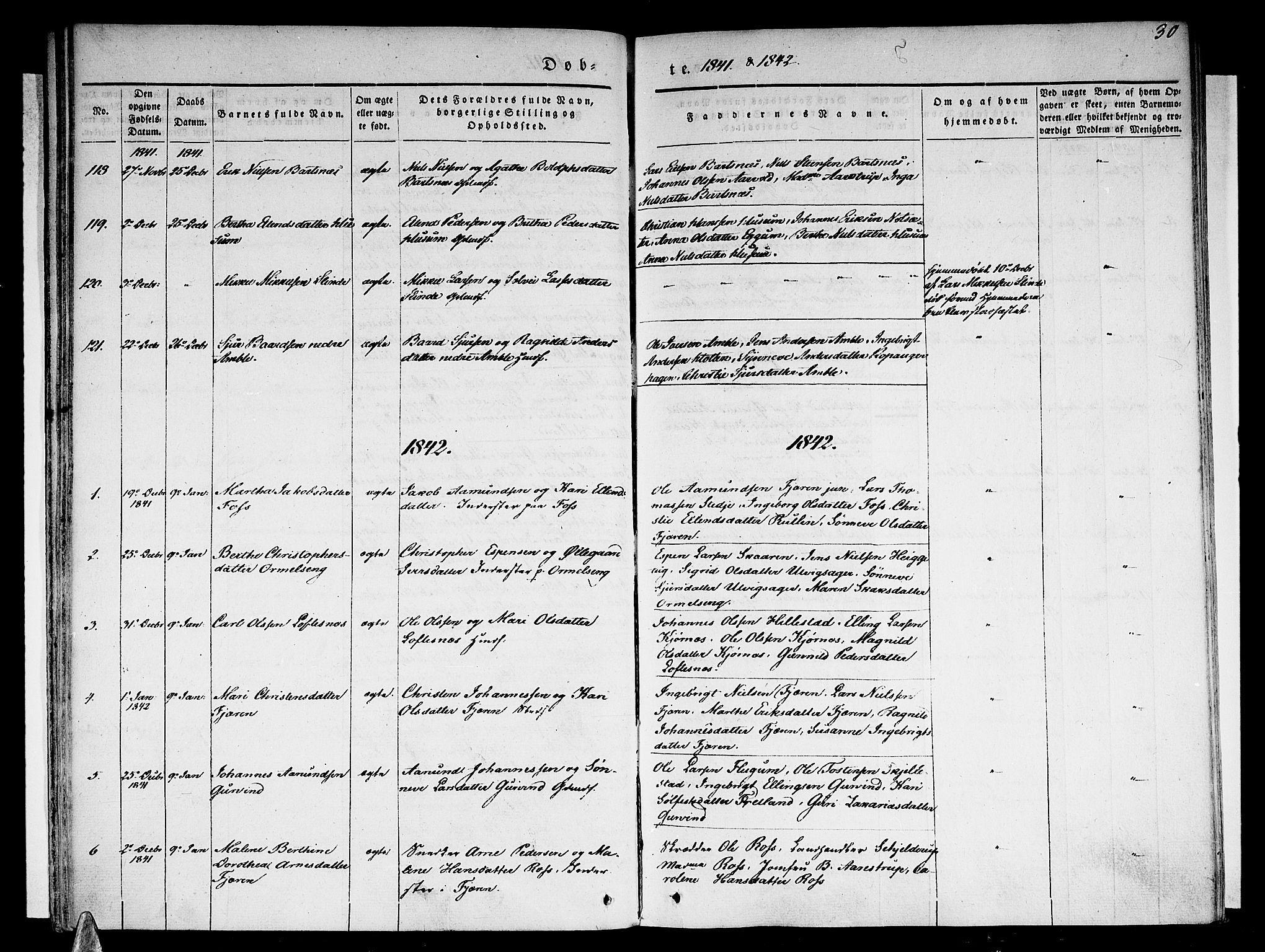 Sogndal sokneprestembete, SAB/A-81301/H/Haa/Haaa/L0011: Parish register (official) no. A 11, 1839-1847, p. 30