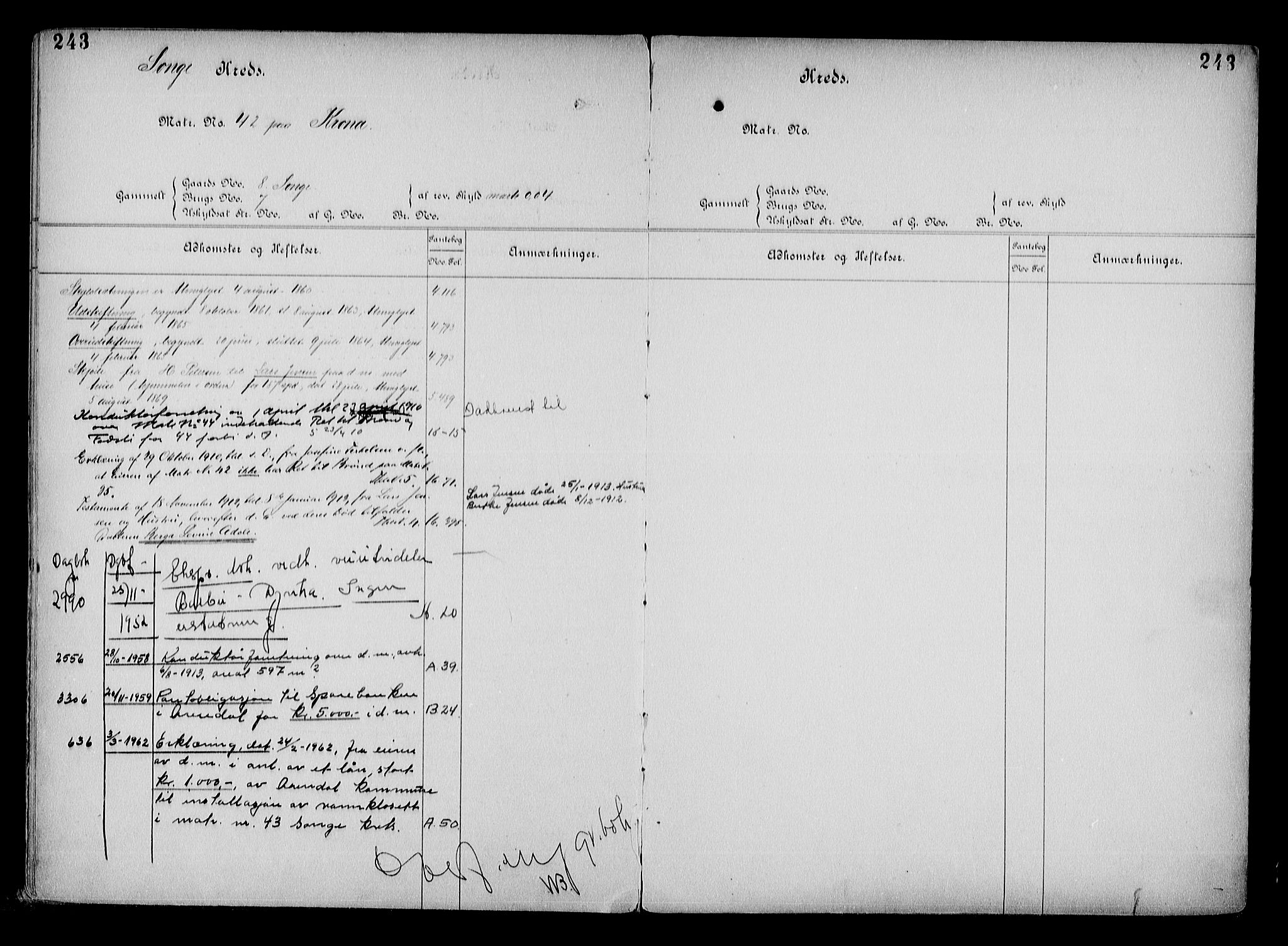 Arendal byfogd, AV/SAK-1222-0001/G/Ga/L0015: Mortgage register no. 13, 1860-1960, p. 243