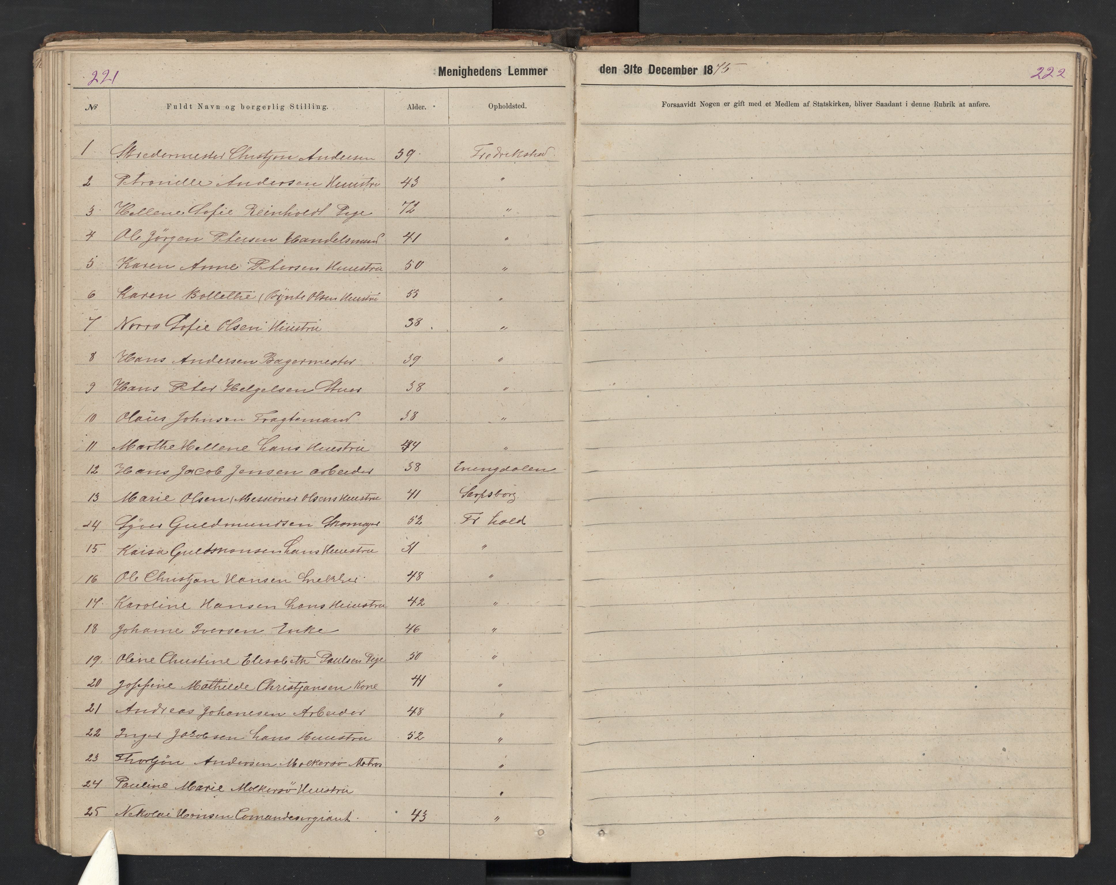 Halden metodistkirke - menighetsprotokoller, SAO/PAO-0266/F/L0003: Dissenter register no. 3, 1874-1892, p. 221-222