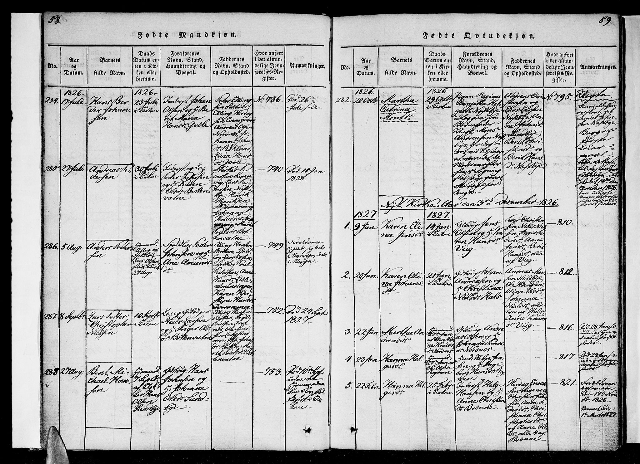 Ministerialprotokoller, klokkerbøker og fødselsregistre - Nordland, SAT/A-1459/847/L0665: Parish register (official) no. 847A05, 1818-1841, p. 58-59