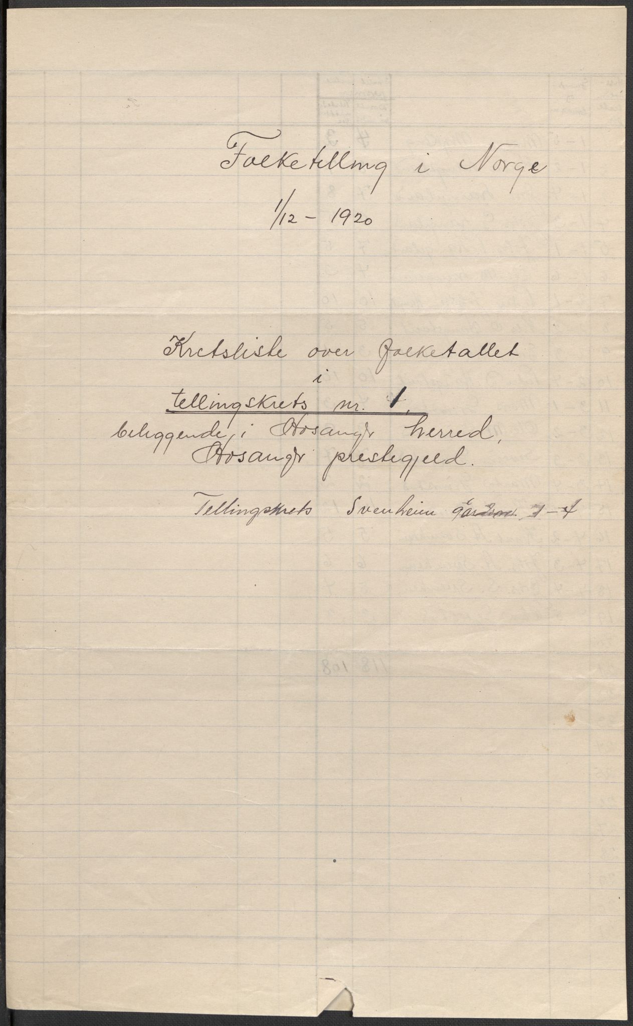 SAB, 1920 census for Hosanger, 1920, p. 5