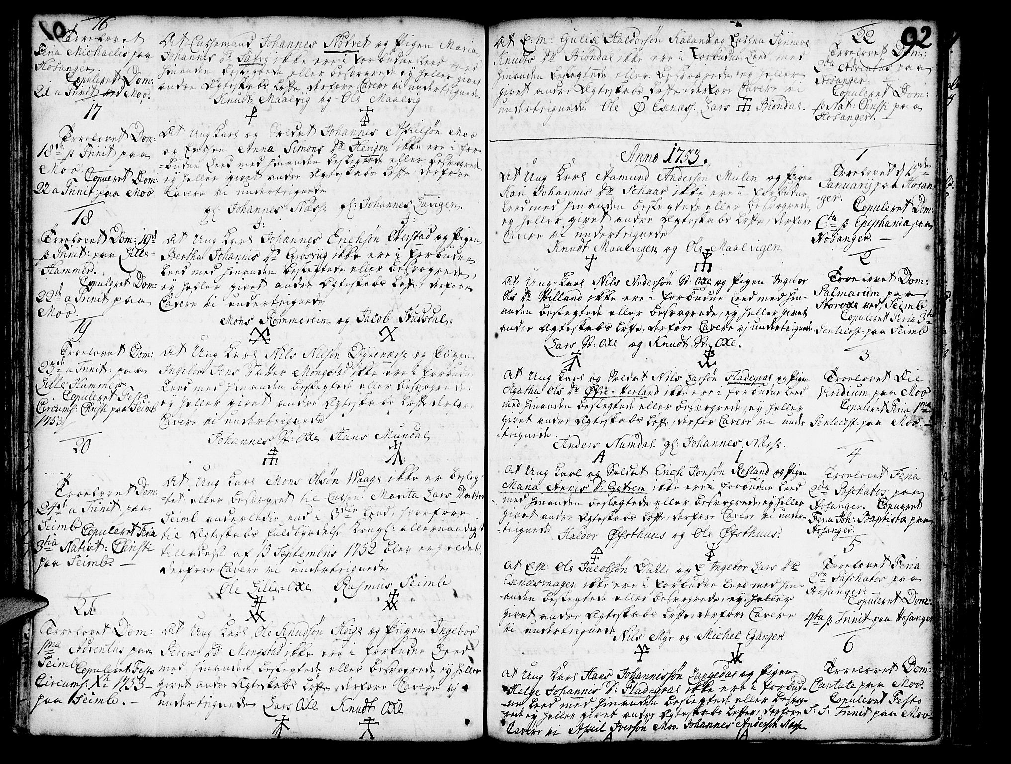 Hosanger sokneprestembete, AV/SAB-A-75801/H/Haa: Parish register (official) no. A 1 /1, 1750-1766, p. 92