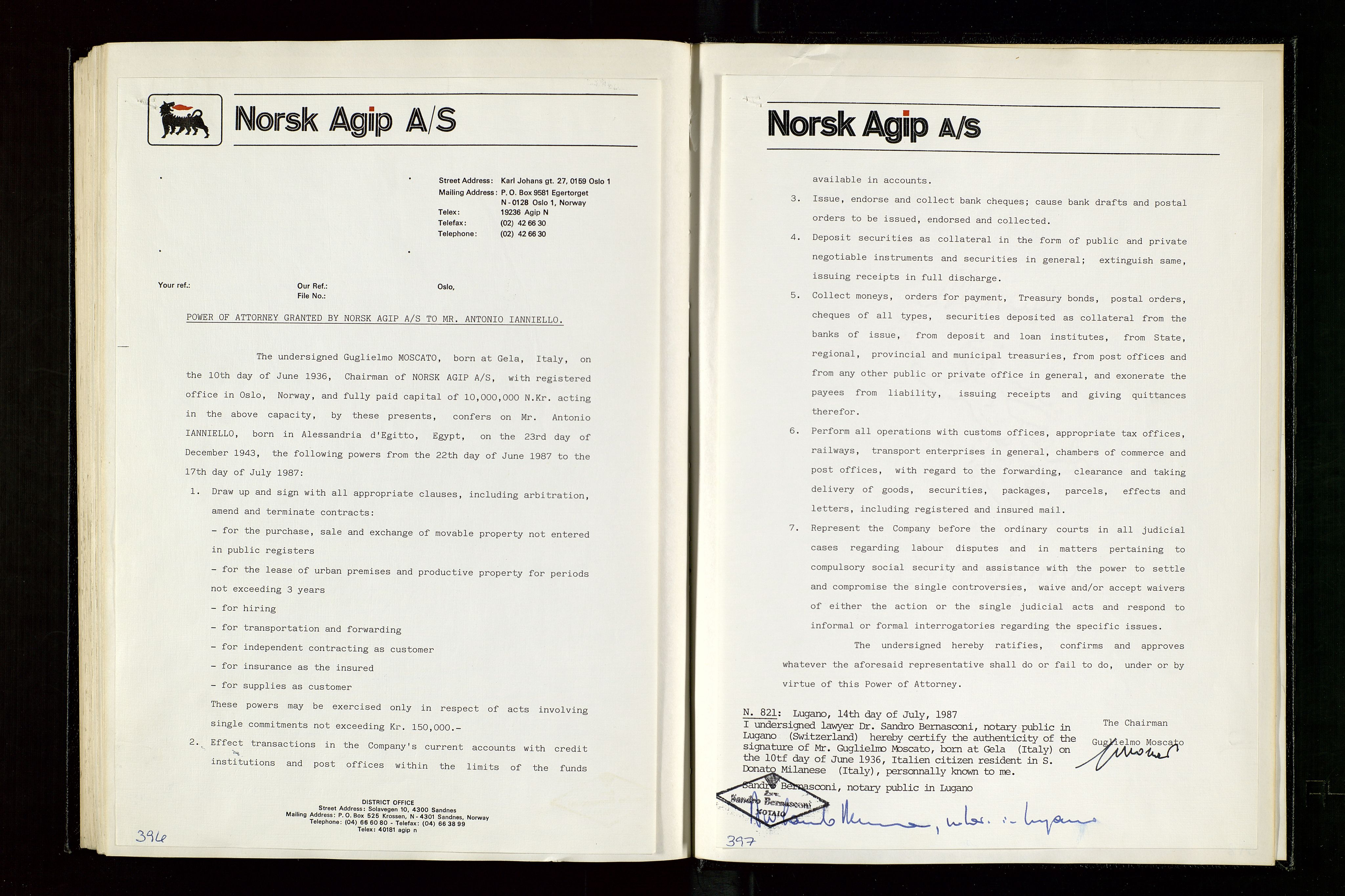 Pa 1583 - Norsk Agip AS, AV/SAST-A-102138/A/Aa/L0003: Board of Directors meeting minutes, 1979-1983, p. 396-397