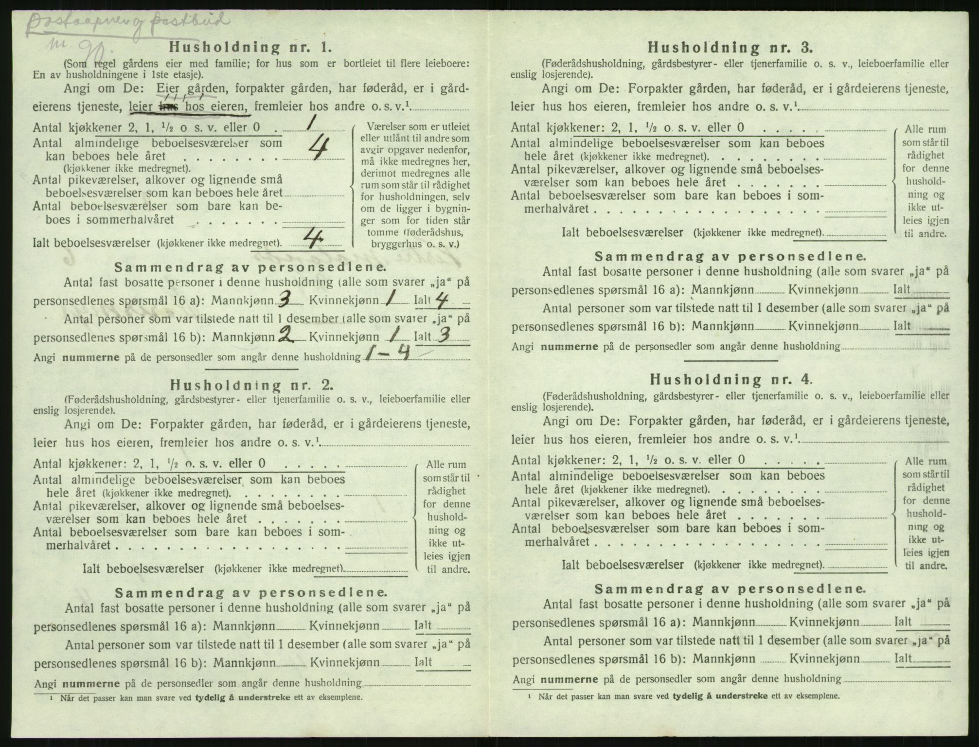 SAK, 1920 census for Vestre Moland, 1920, p. 834