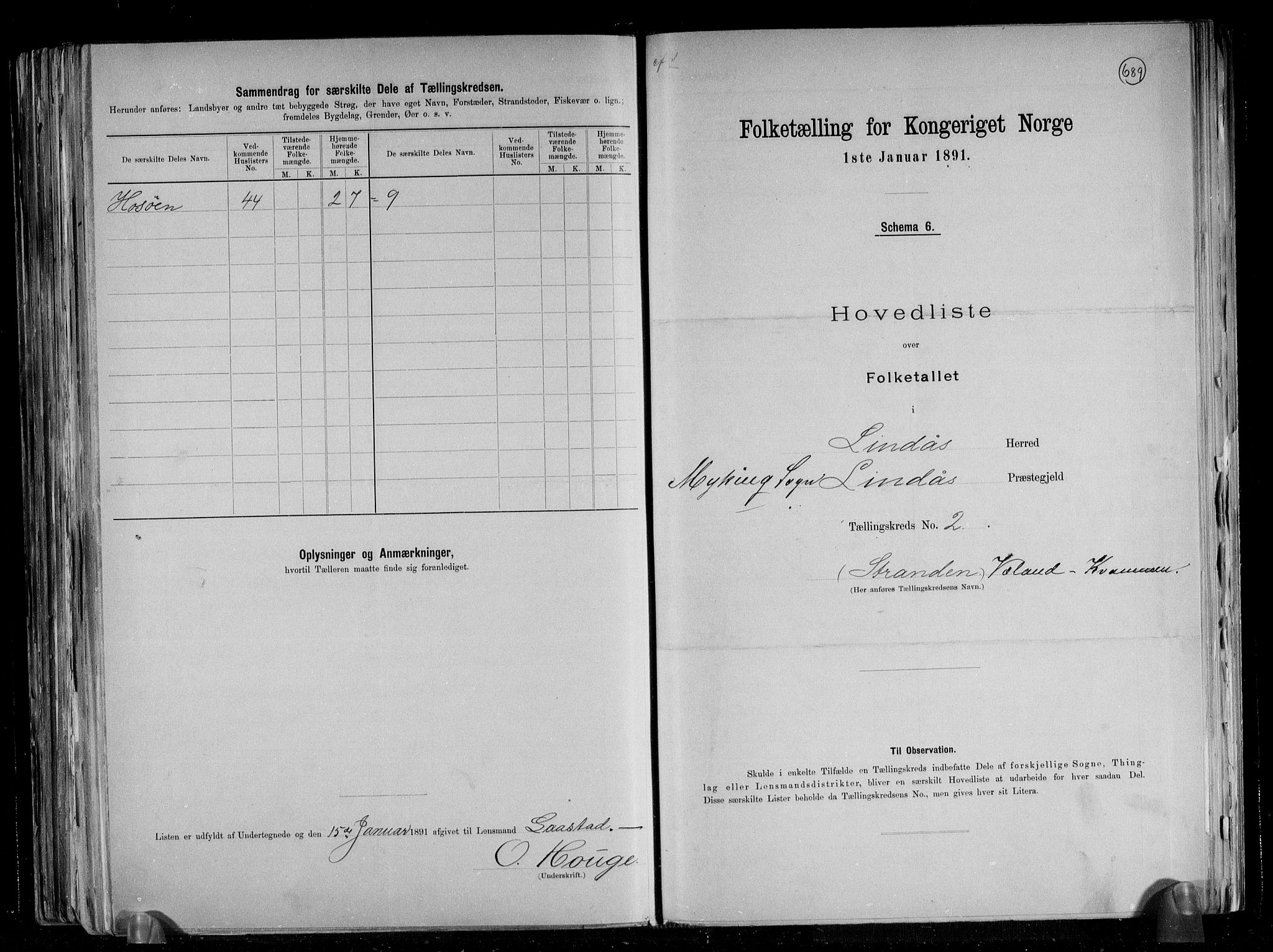 RA, 1891 census for 1263 Lindås, 1891, p. 7