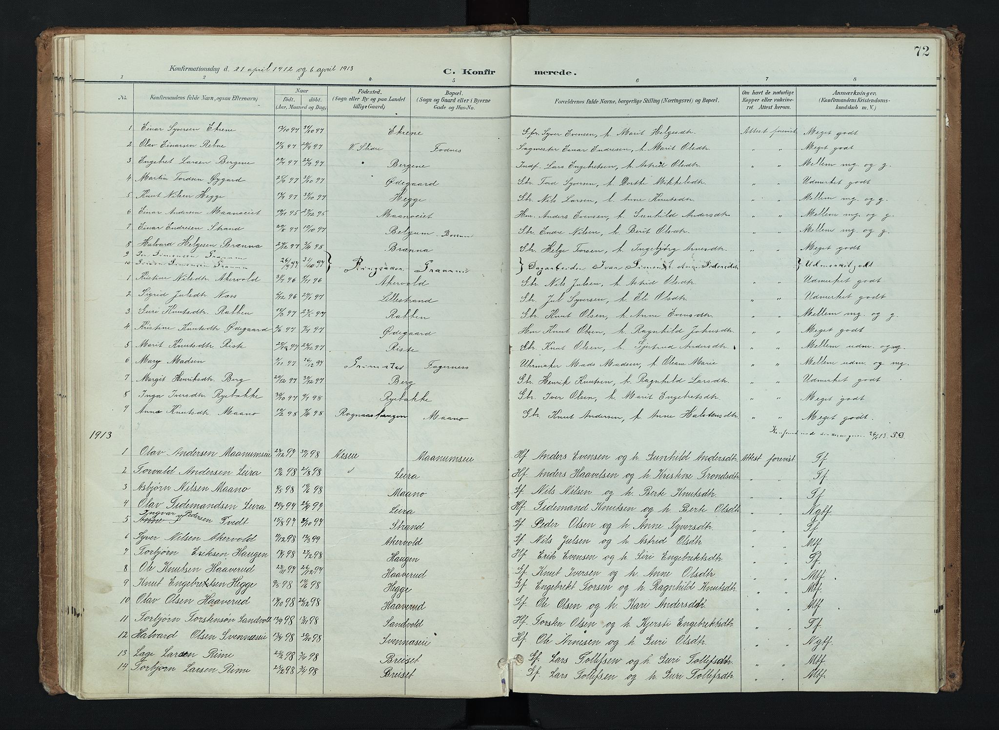 Nord-Aurdal prestekontor, SAH/PREST-132/H/Ha/Haa/L0016: Parish register (official) no. 16, 1897-1925, p. 72