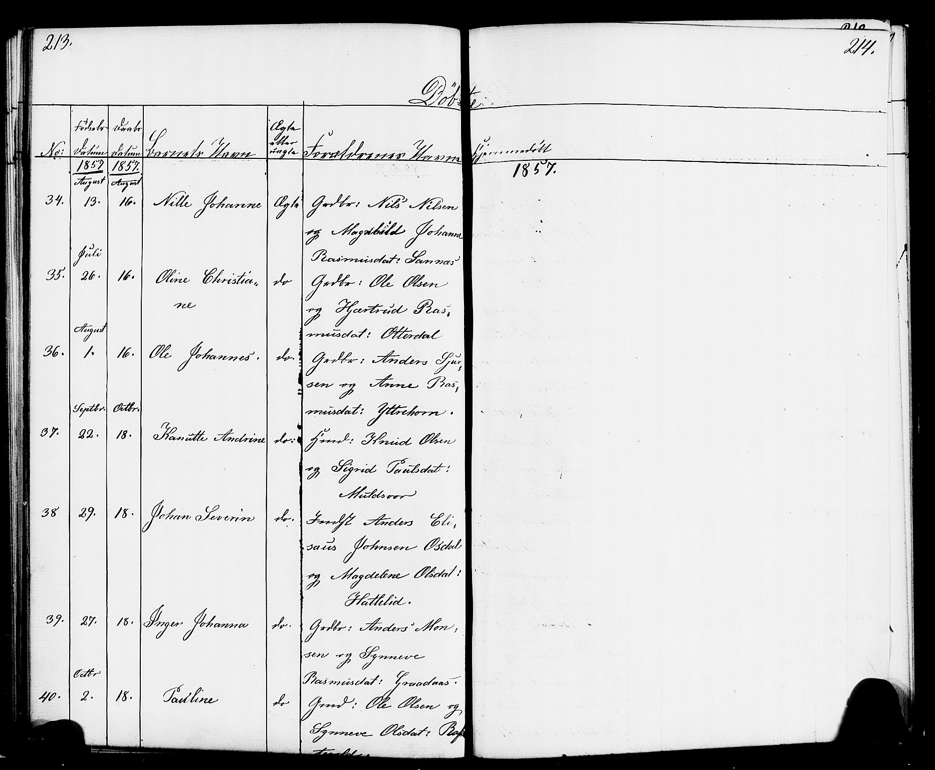 Hornindal sokneprestembete, AV/SAB-A-82401/H/Haa/Haaa/L0001: Parish register (official) no. A 1, 1837-1866, p. 214-215