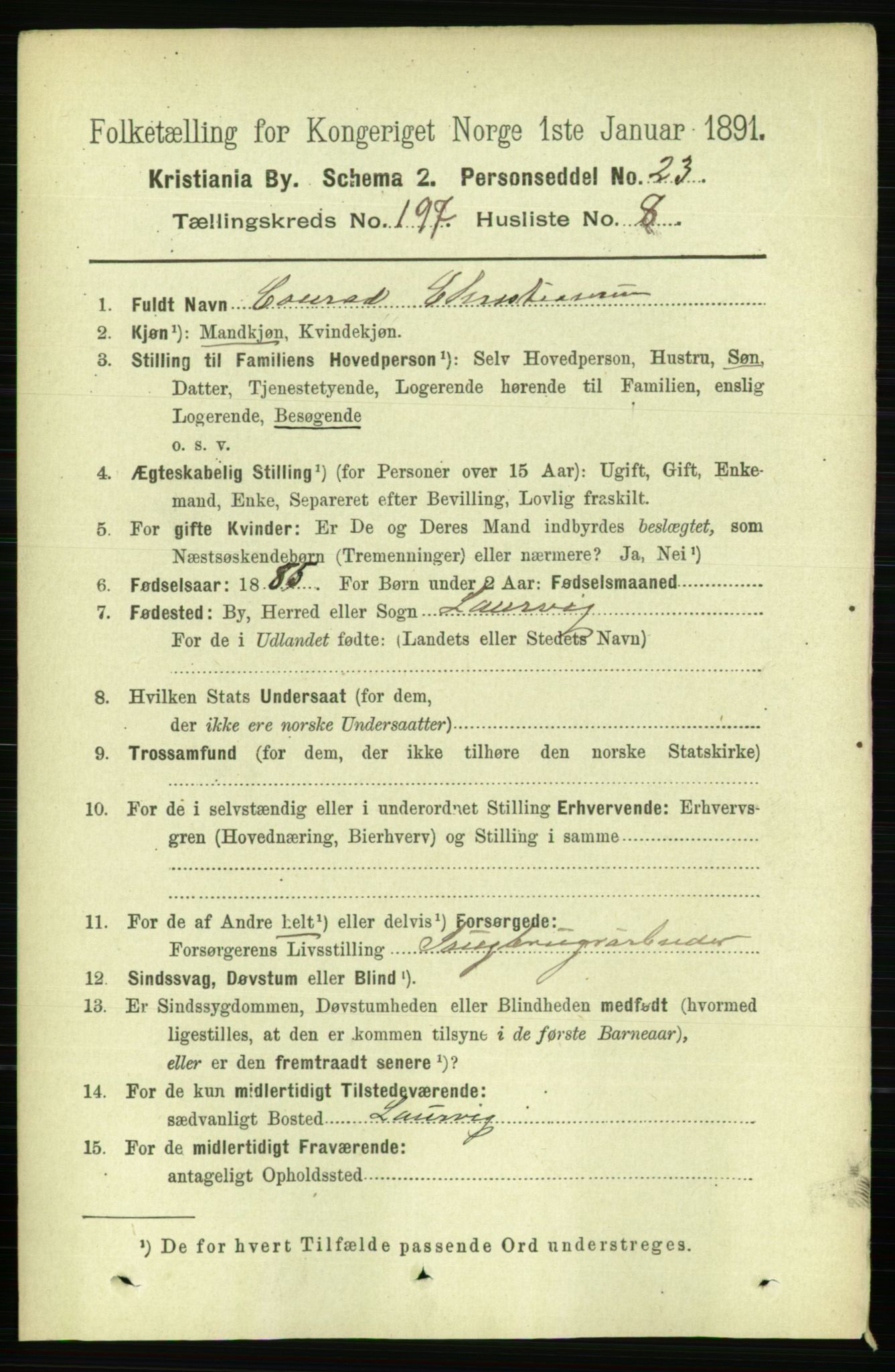 RA, 1891 census for 0301 Kristiania, 1891, p. 118980